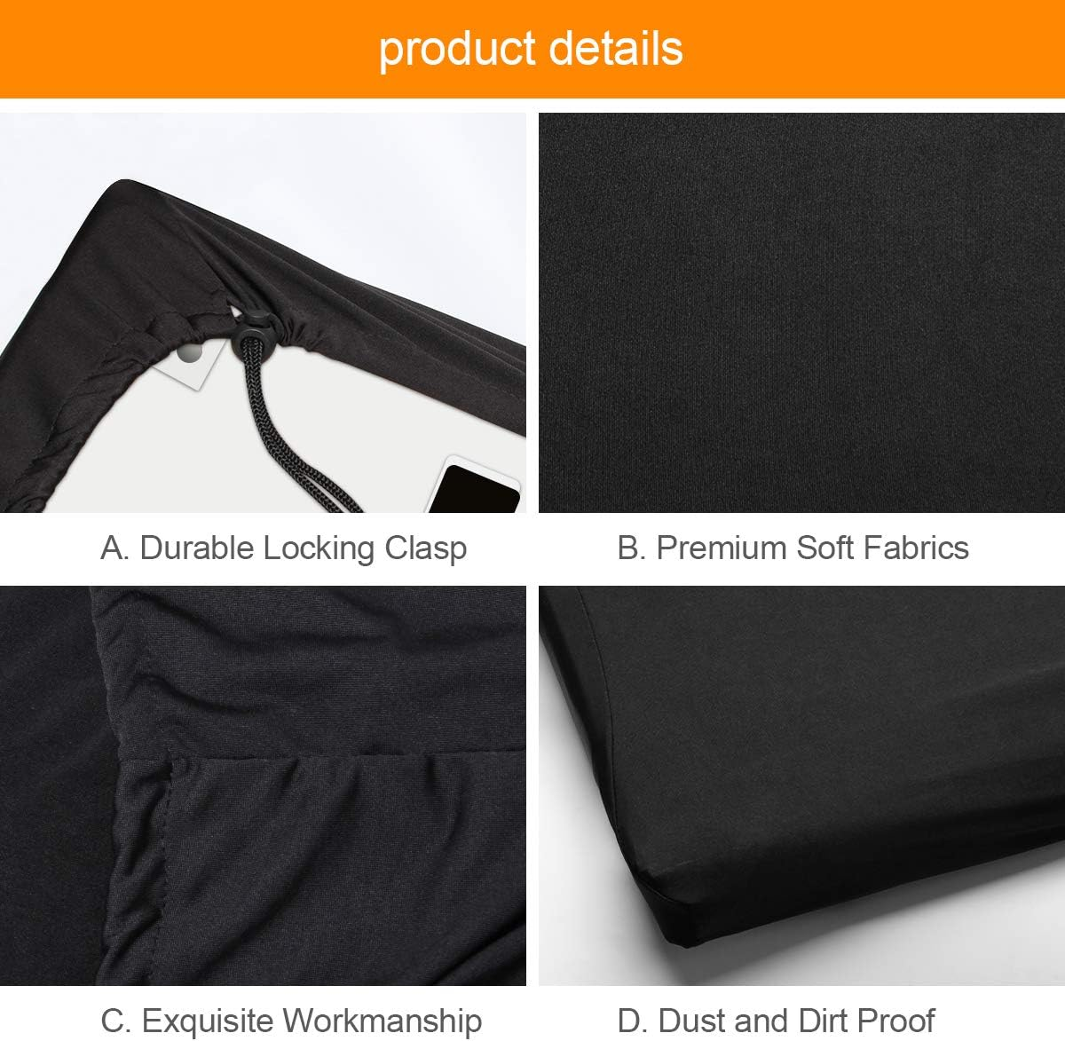 Piano Keyboard Dust Cover for 61/76/88 Keys- Electric/Digital Piano Stretchable Protective Keyboard Cover, Elastic Cord Locking Clasp, Machine Washable (61-76 Keys) image number 5