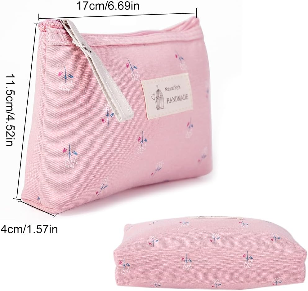 Pack of 2 Small Cosmetic Bag, Portable Toiletry Bag, Canvas Cosmetic Bag, Travel Cosmetic Bag, Travel Toiletry Bag, Makeup Bag, Organiser image number 3