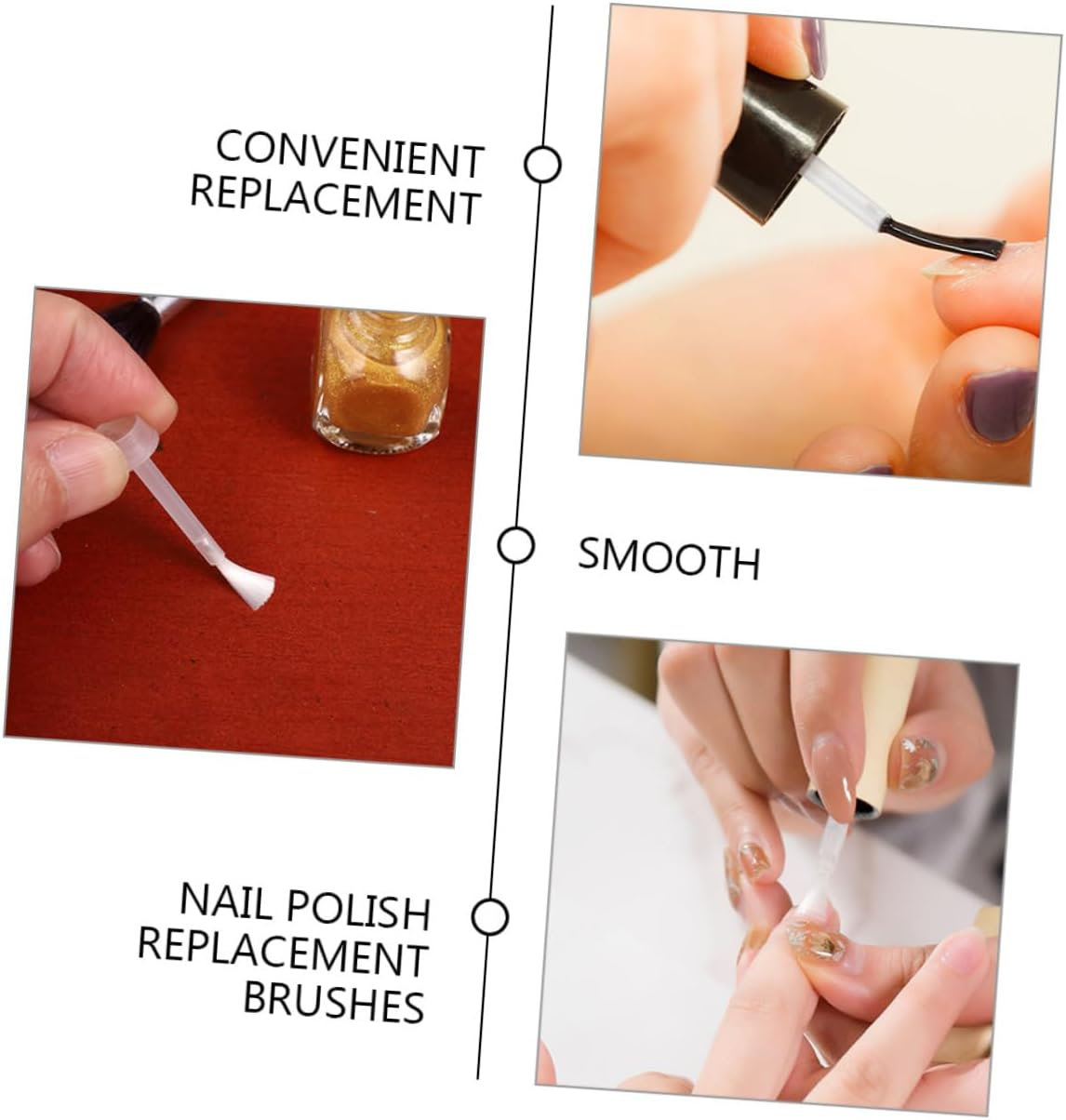 COMPUKAS 250Pcs Nail Dip Powder Brush Replacement Bristle Brush for Gel Nail Polish Easy to Use