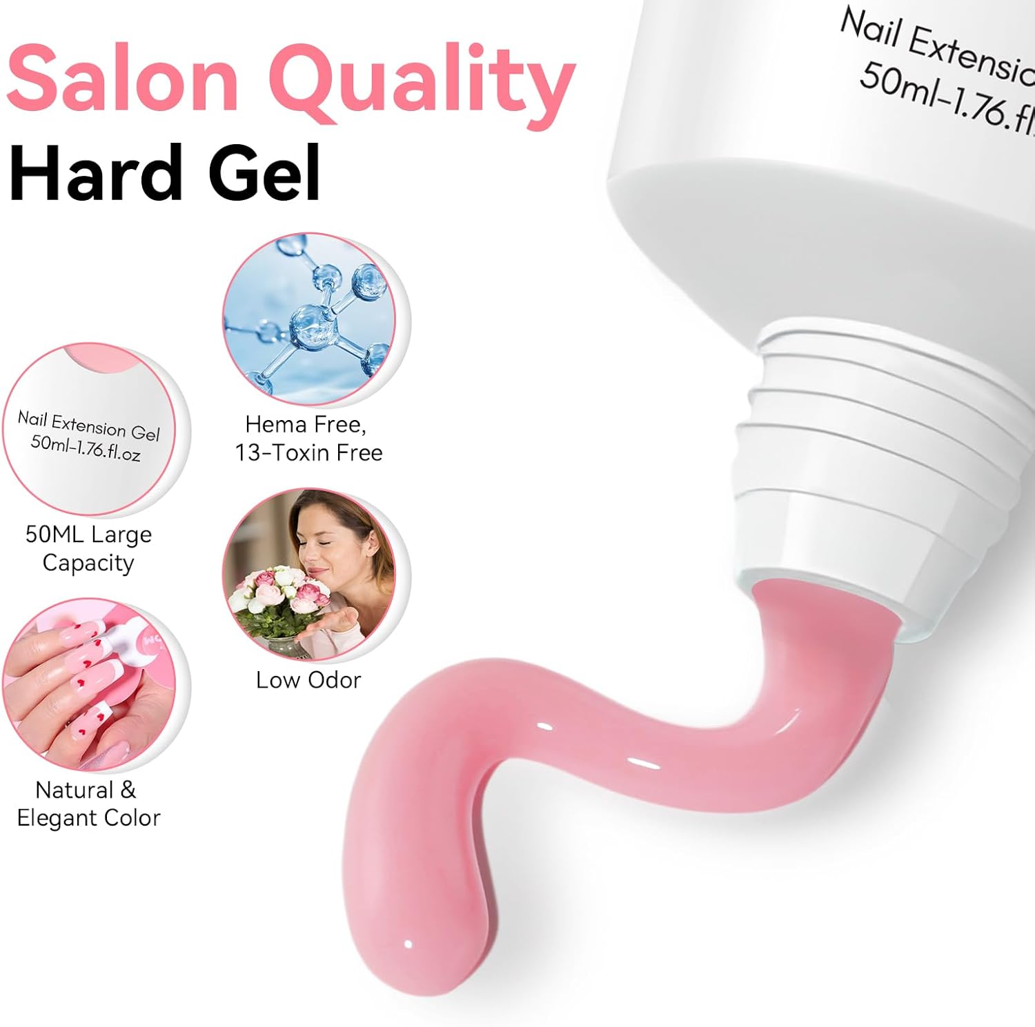 Makartt P-21 Poly Nail Builder Gel Hybrid Gel 50ML 1.76Oz Natural Pink Nail Extension Gel Nail Enhancement Nail Thickening Tool