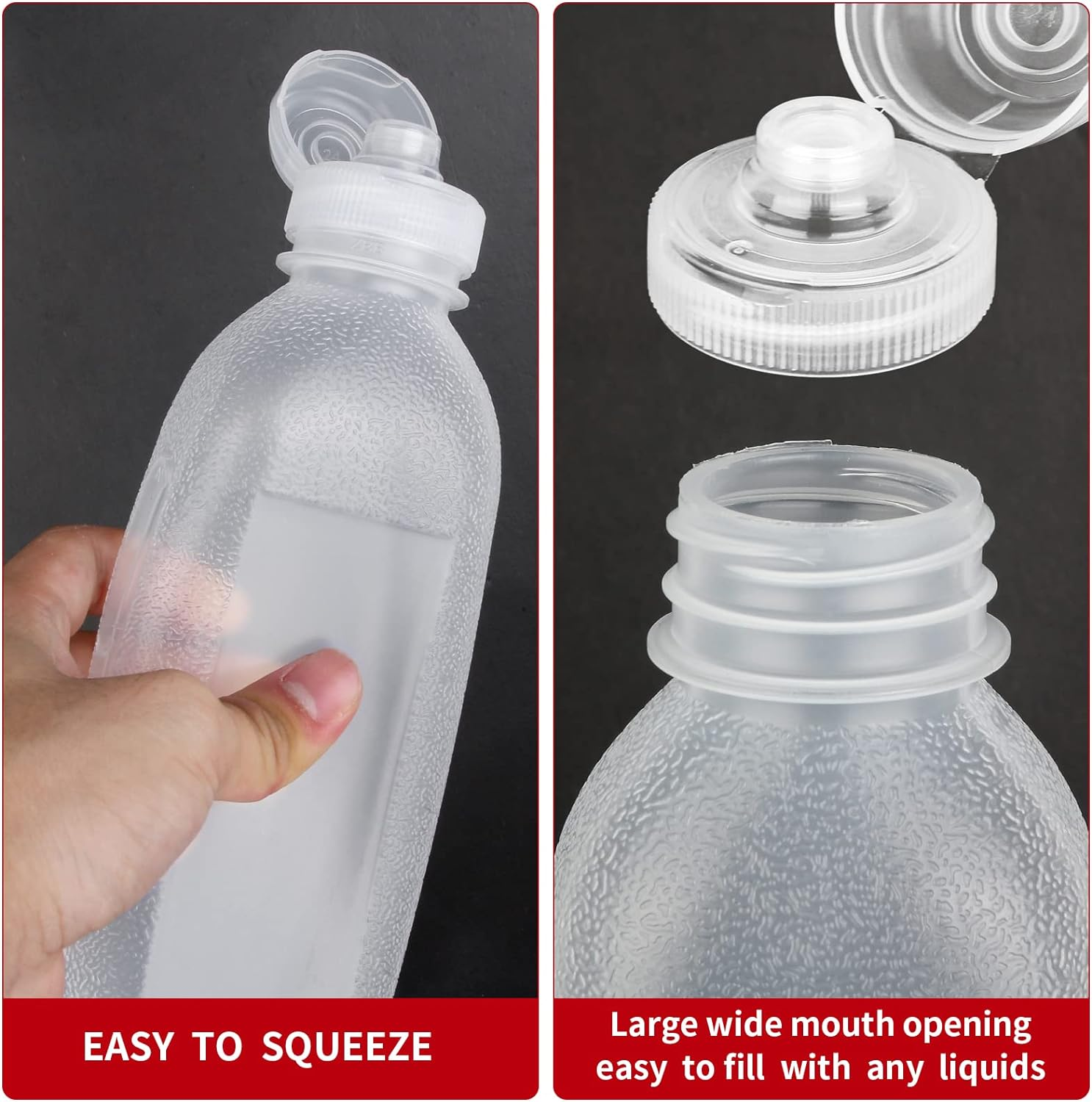 Condiment Squeeze Bottles, Squeeze Bottles for Sauces, Olive Oil Dispenser, Ketchup Bottles Squeeze 4-Pack 17 Oz (500Ml), Salad Dressing Bottles, Great for Ketchup, Salad, BBQ (17Oz 4 Fpack) image number 1