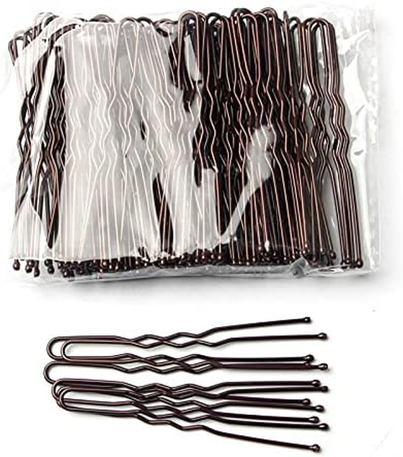 U Shaped Hair Pins,200 Count of Buns Waved Hair Pins for Women Girls with Box for Thin Thick Hair（2.36 Inch ） (Brown)