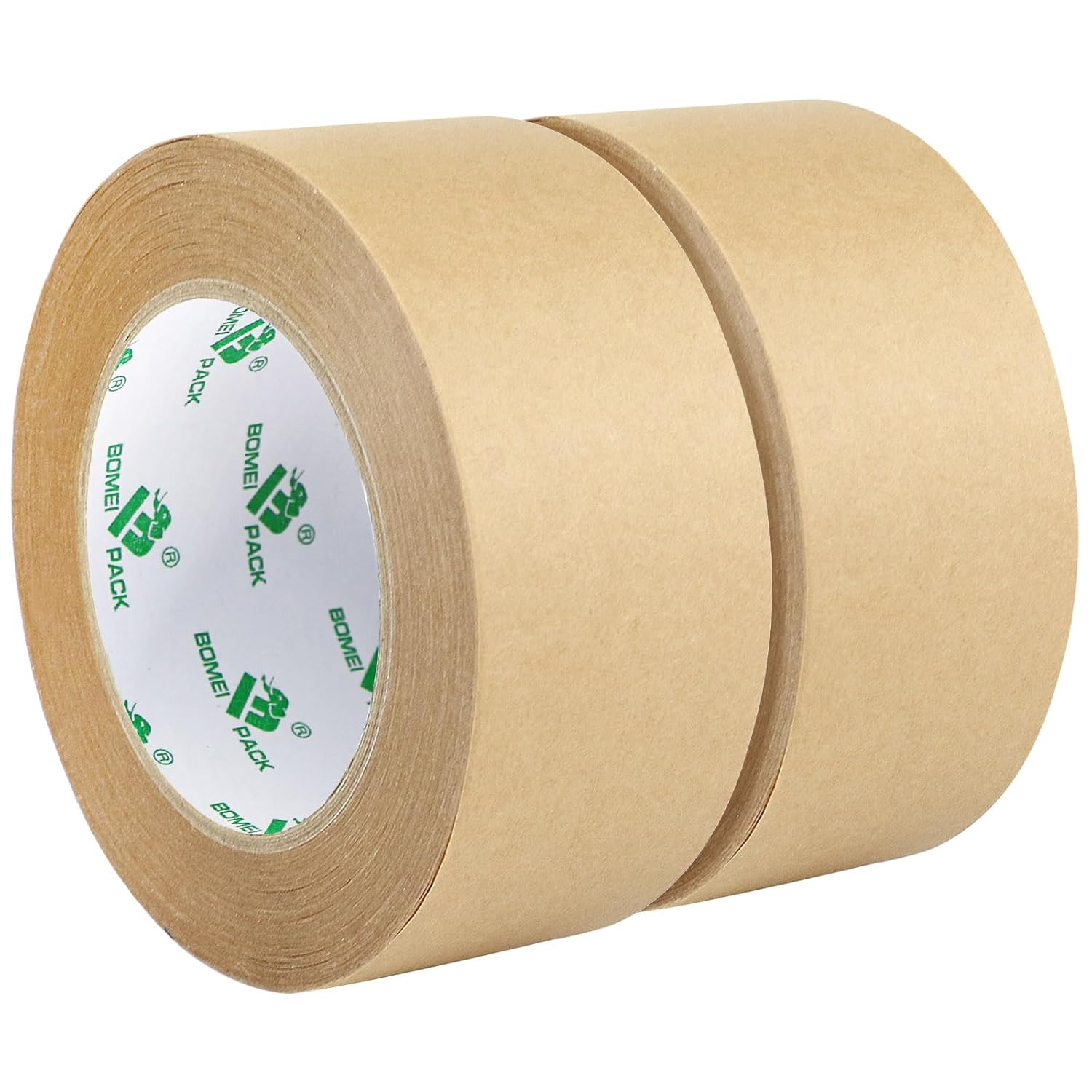 BOMEI PACK 2 Rolls Kraft Paper Gummed Tape Recyclable Writable Tearable High Tensile Strength for Carton Sealing Photo Frame Seal (2&rdquo;X 66 Ft per Roll) Color Brown image number 2