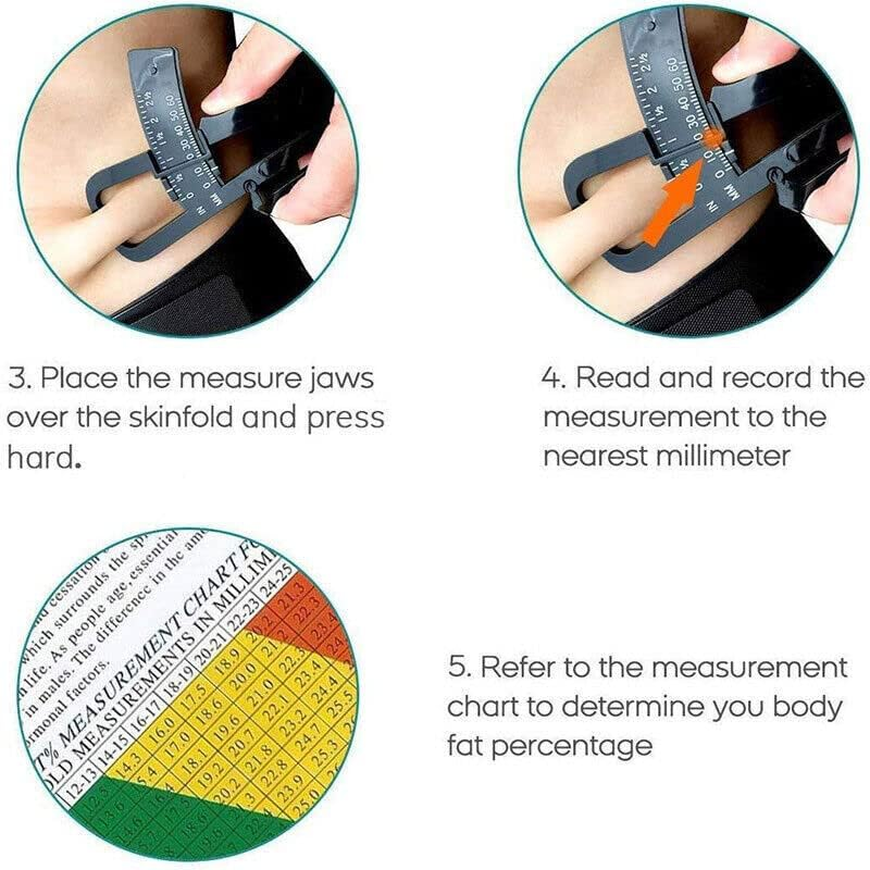 Body Fat Measurement Testing Caliper Skinfold Skin Fold Gym Weight Loss Test, ABS Material, 0-70Mm Range, 6.5X4.3X0.2 In, Ideal for Gym and Weight Loss Monitoring - Black image number 5