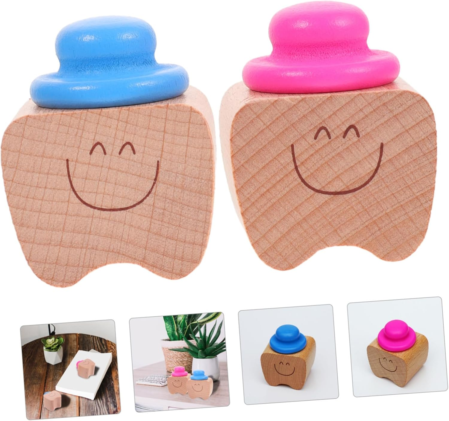 Kids First Tooth Keepsake Box and Infant Tooth Storage Holder Set for Boys and Girls 2Pcs Blue and Rose Red image number 3