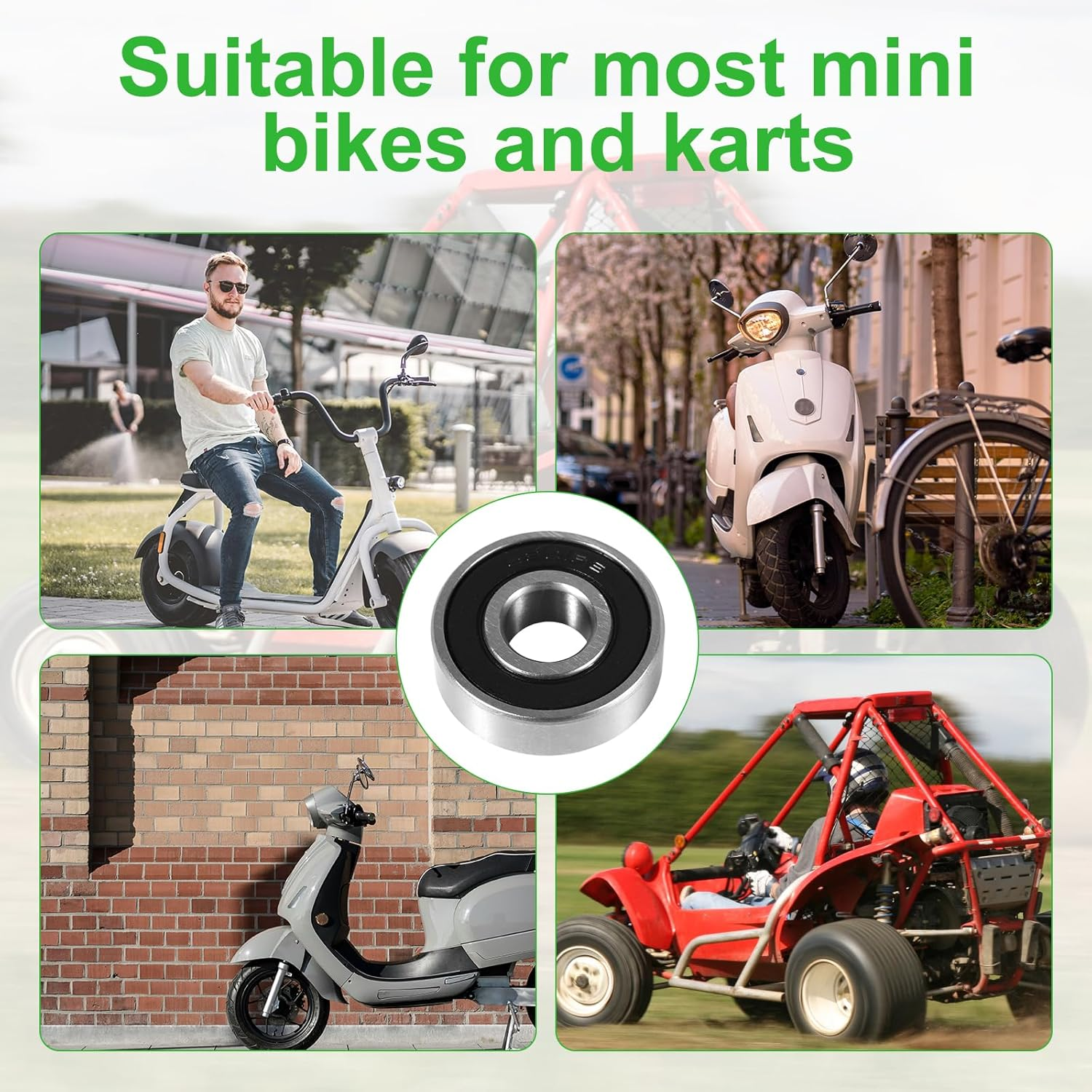 5Pcs 6201RS Front and Rear Wheel Bearing Kits for Coleman CT100U CC100X, Wheel Bearings Replacement for Baja Motorsports 97Cc Doodle Bug Motovox MBX10 Classic 80Cc Mini Bike Go Kart Parts image number 5