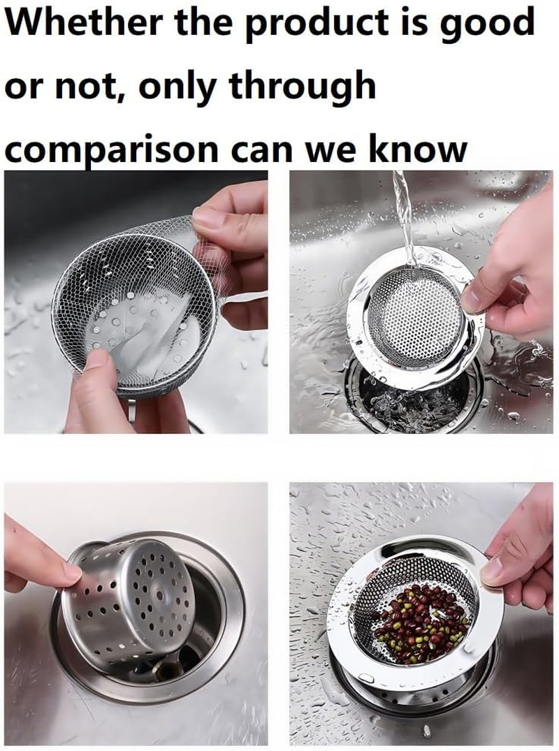 Bathtub Strainers, Bathroom Sink Strainers, Shower Drain Hair Catcher, Drain Strainer for Laundry, Mop Pool, Utility, Slop, RV Sink, Stainless Steel, Pack-2 (Silver, 7.7CM) image number 3