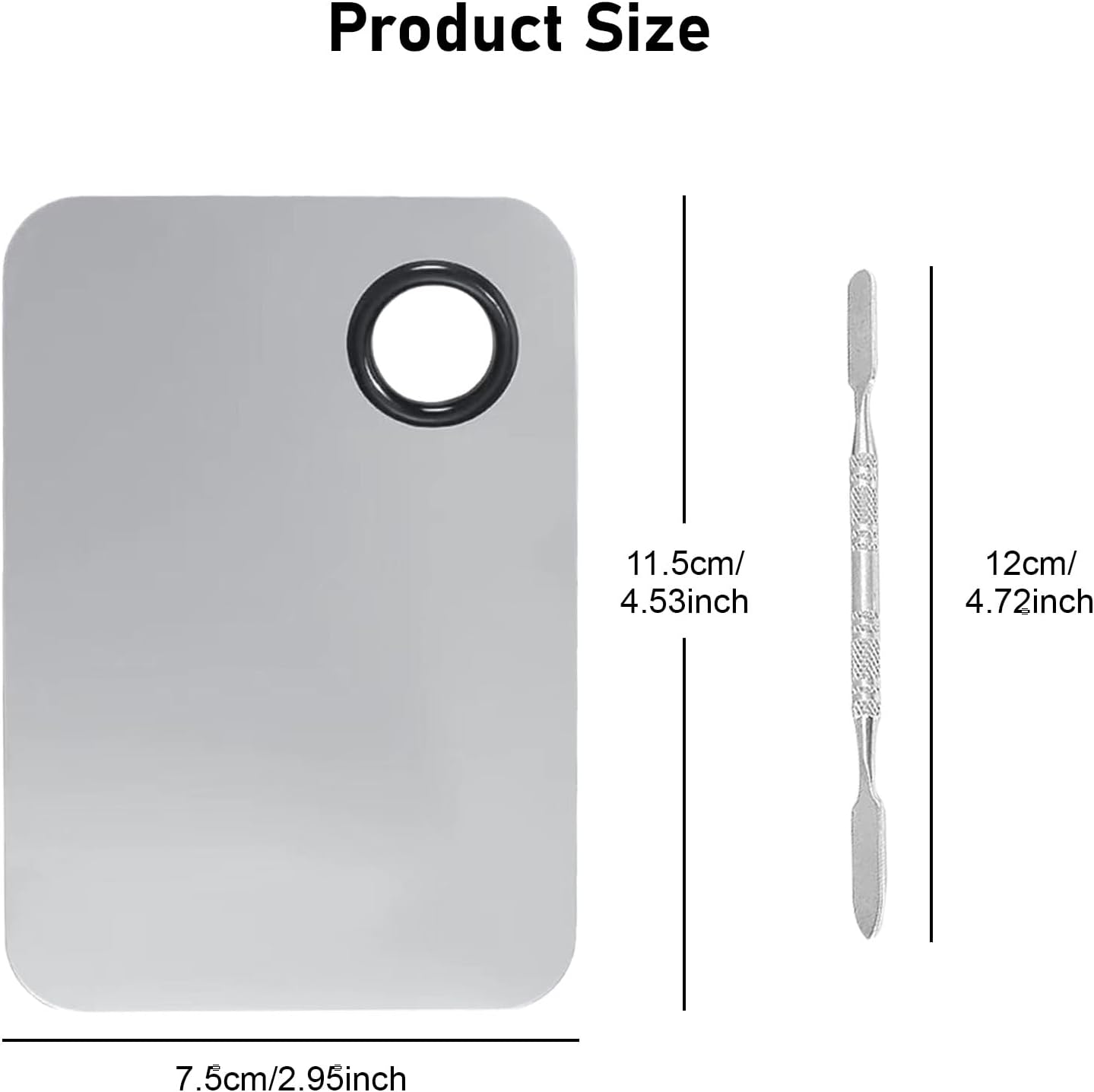 Stainless Steel Makeup Palette Set - 2-Pack Premium Mixing Palette with an Integrated Spatula, Professional-Grade Tool for Makeup & Nail Art Applications image number 1