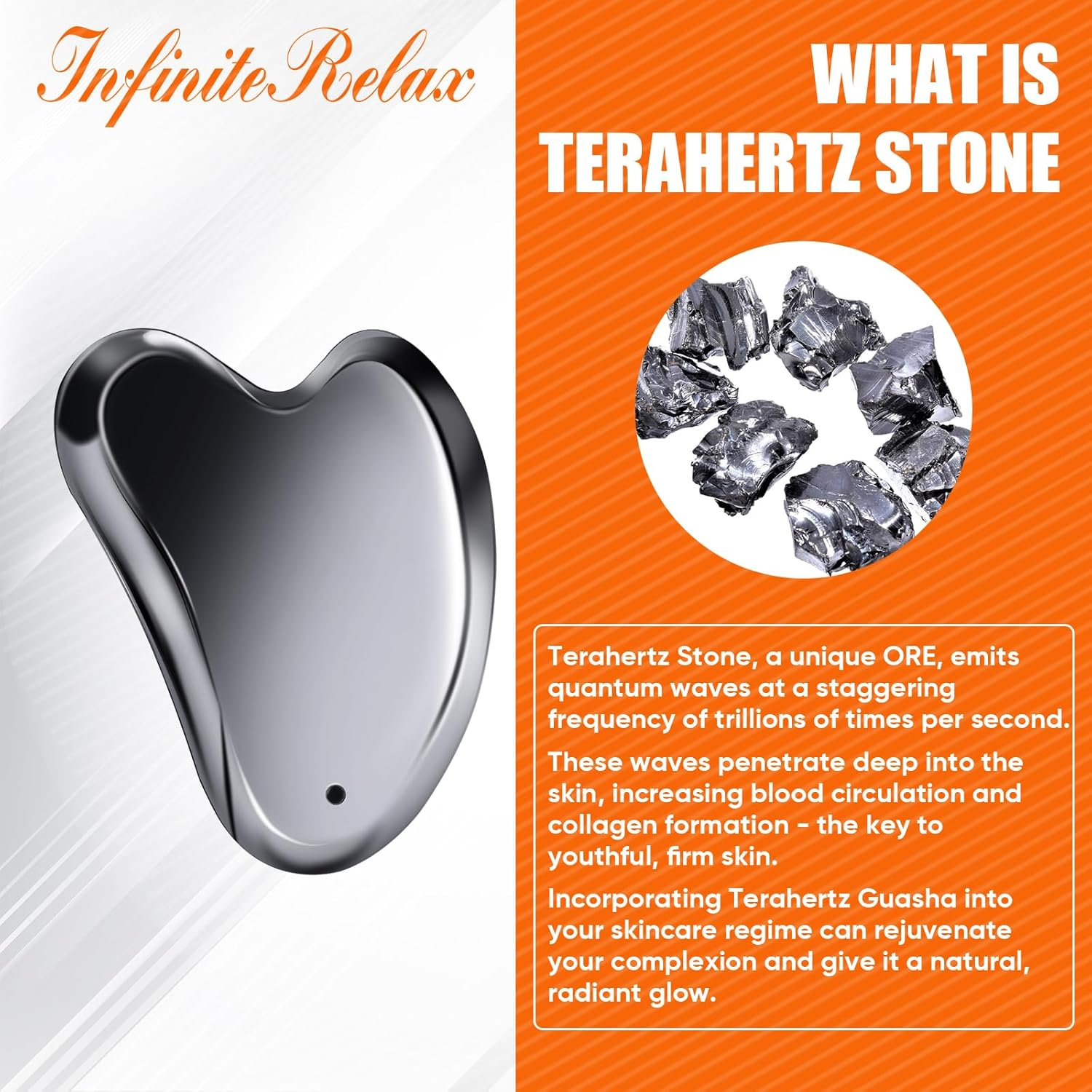 Terahertz Gua Sha Stone for Enhanced Lymphatic Drainage, Reduced Puffiness, Relieved Facial Tension &ndash; 100% Natural Terahertz Stone Gua Sha Facial Tools image number 5