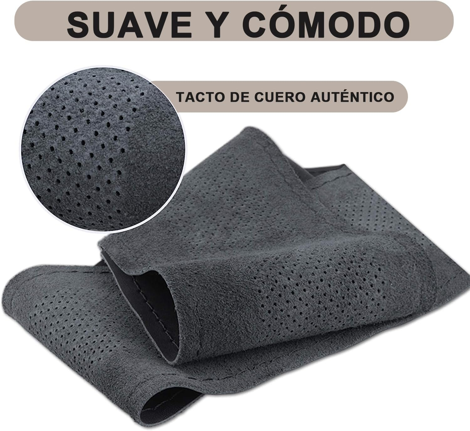 Voarge Microfibre Leather Steering Wheel Cover DIY Steering Wheel Covers Car Steering Wheel Cover with Needle and Thread Interior Accessories Black image number 4