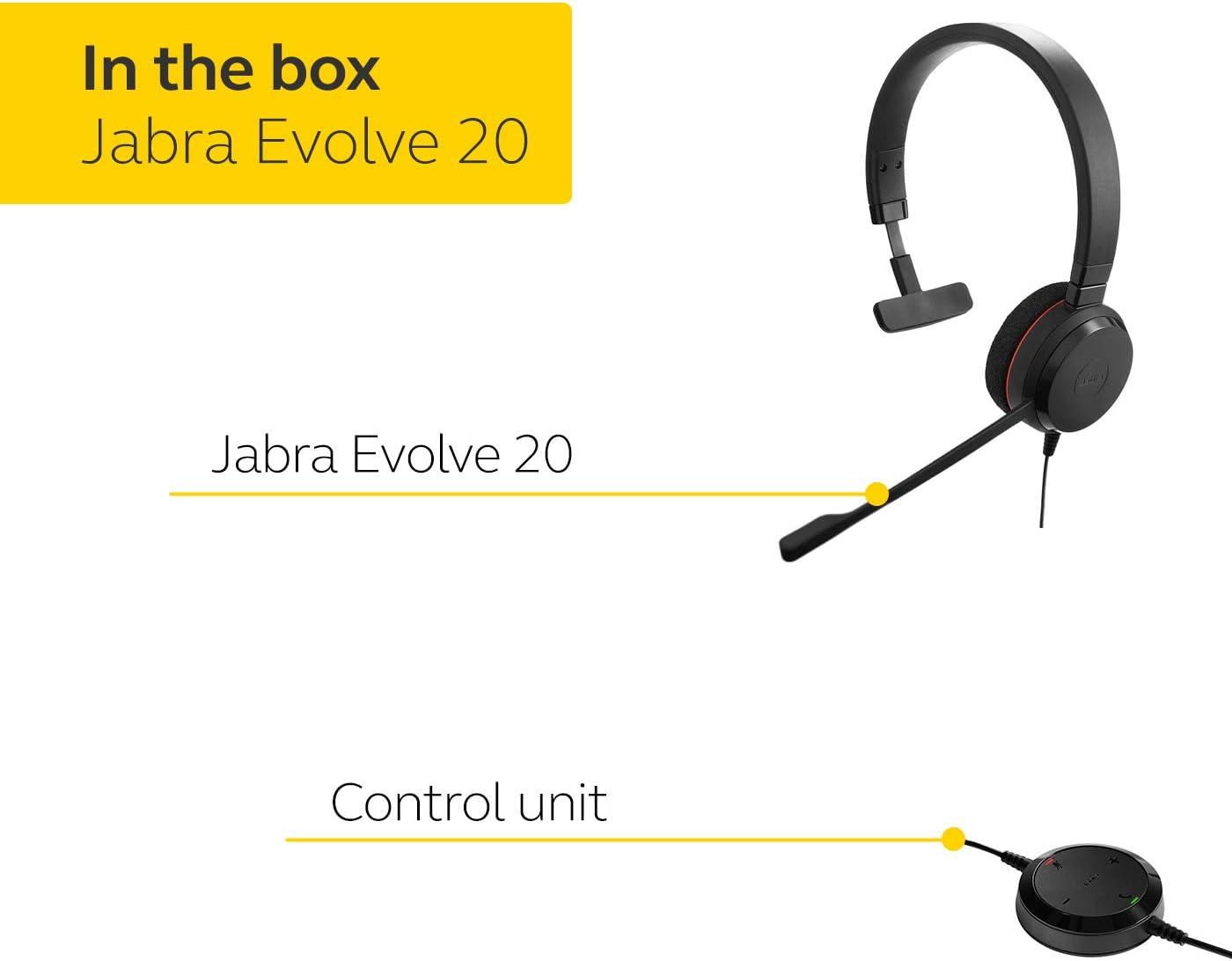 Jabra Evolve 20 Mono Noise Cancelling Headphones- Optimised for Unified Communications, Black image number 2