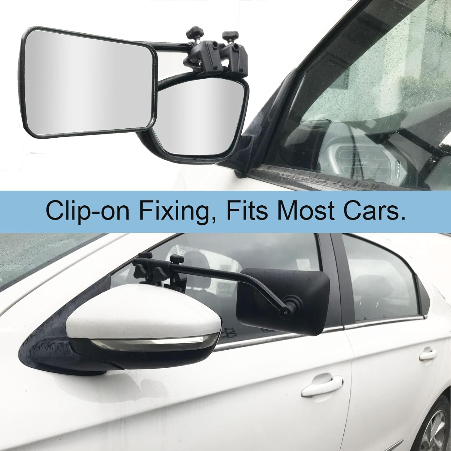 Holakit Advanced Towing Mirrors, Universal Clip-On Truck & RV Trailer Tow Mirrors, Side Mirrors Extenders for Safe Towing Hitch, up to 7 Inches Extension, 360 Degree Adjustable for Wide Vision, 1 Pair image number 3