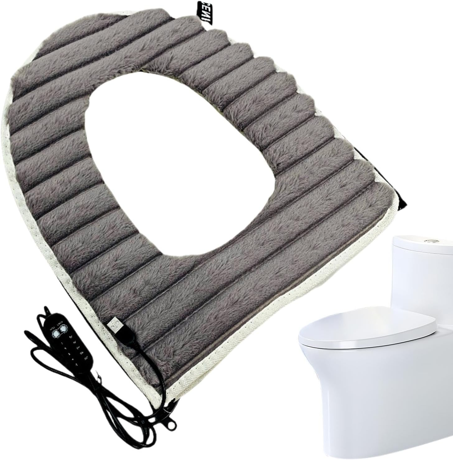 USB Heated Toilet Seat Cover | USB Powered Toilet Seat Cover | Soft Electric Heated Toilet Seat Cover, USB Powered Toilet Seat Warmer with Adjustable Temperature