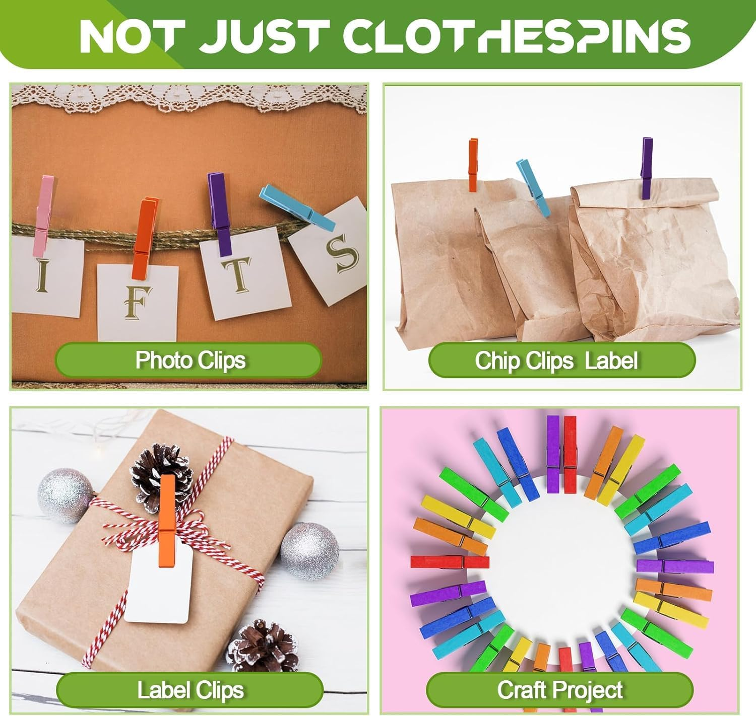 100 Pcs Colored Clothes Pins Woodenclose Pins Woodencolored Clothespins Crafts 2.9In X 0.4In Clothes Pin, Pins for Crafts, Hanging Clothes, Laundry