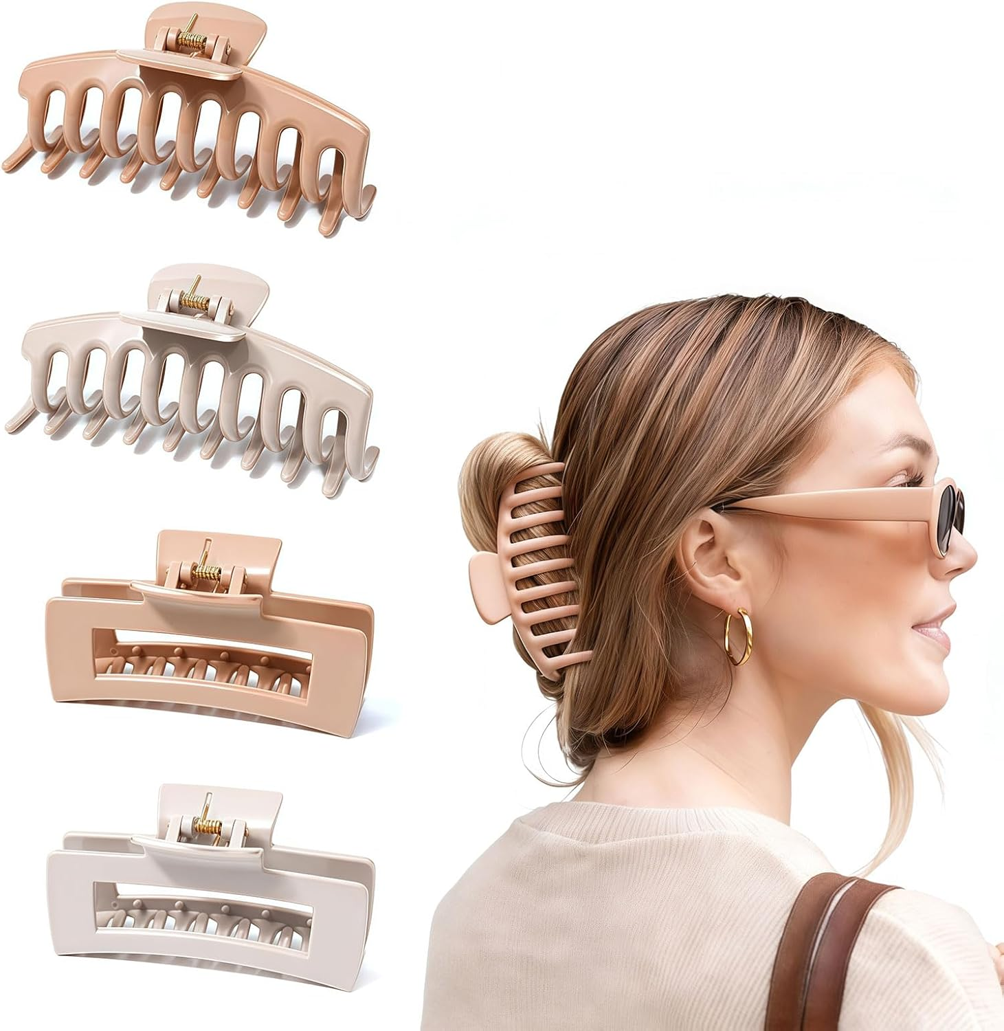 Xanthelle Hair Clips, 4 Pieces Hair Claws for Women & Large Hair Clips, Flexible Silicone Hair Clips, Duckbill Hair Claw, Non-Slip Claw Clips image number 6