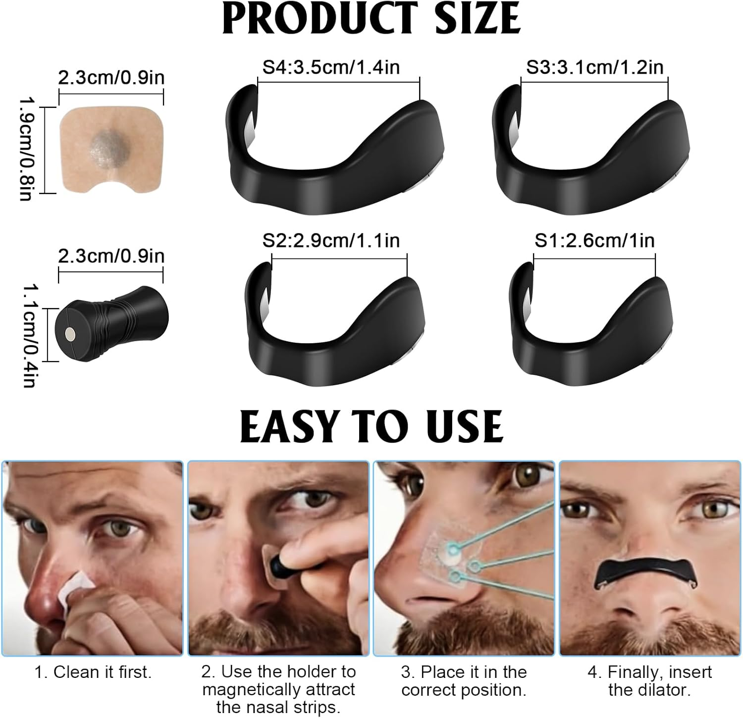 90 Pcs Magnetic Breathing Nasal Strip- Reduce Snoring,Improve Sleep Quality,Anti-Snoring Equipment for Home, Travel, Helps Long-Lasting Stop Snoring(Black) image number 3