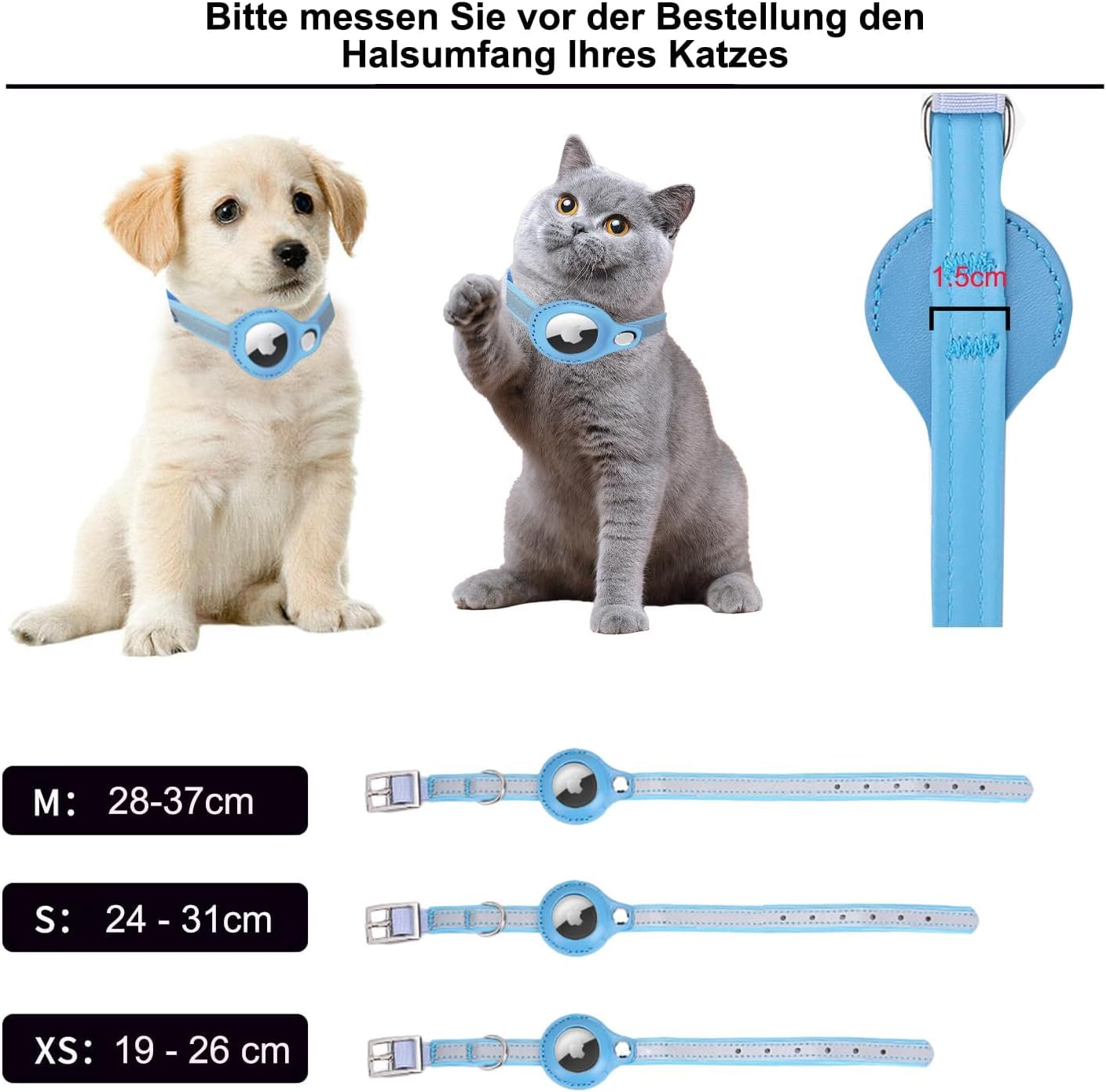 Airtag Cat Collar, Leather Airtag Collar Cat, Reflective Adjustable GPS Cat Collar Airtag Case for Tracking Cat Anti-Loss, Airtag Cat for Large/Medium/Small Cat (XS, Purple) image number 4