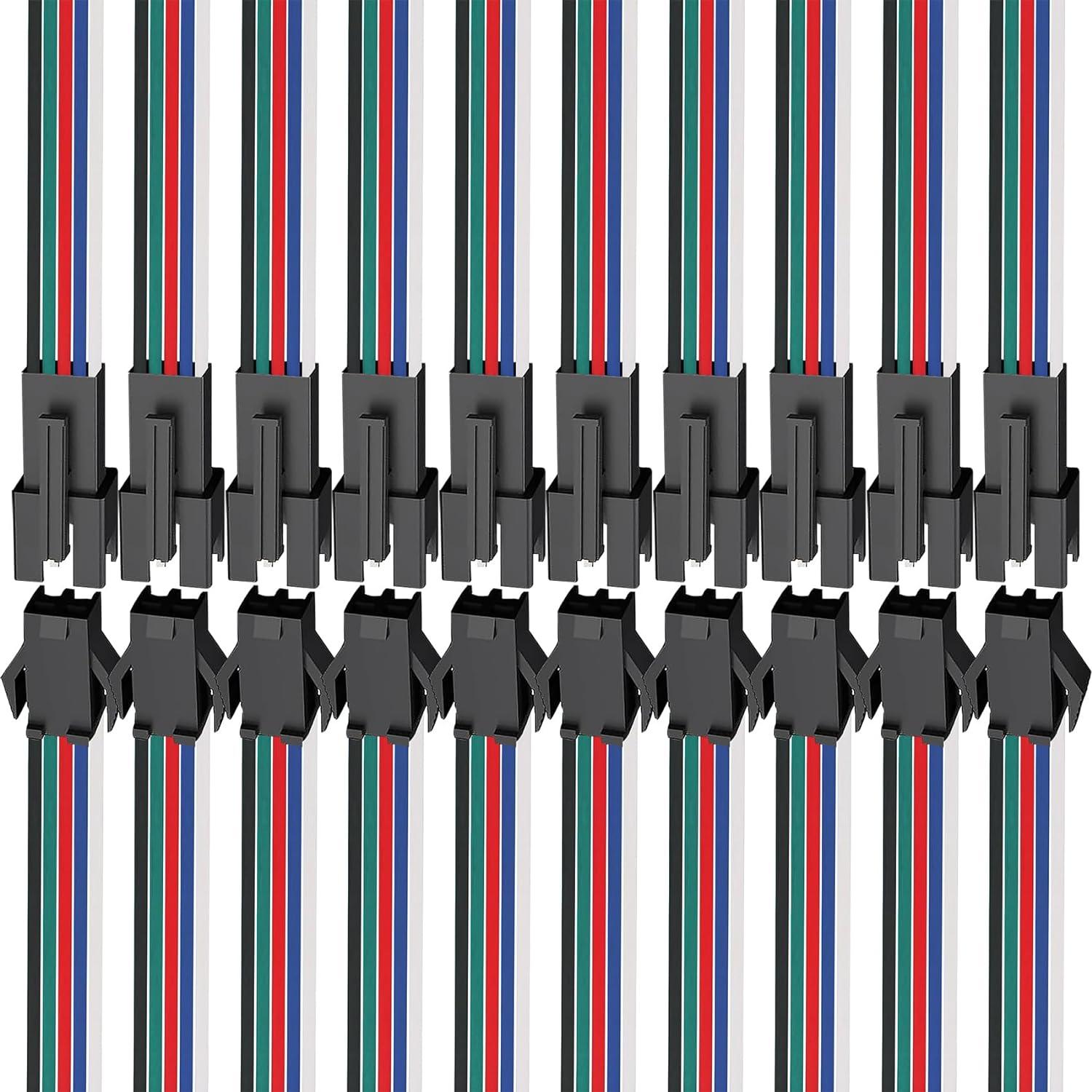 Tunghey 10Pack 3 Pin JST Connector Micro Electrical Male and Female Connector Adapter Plug with 15CM Wire Cables for LED Light Strip (3PIN)