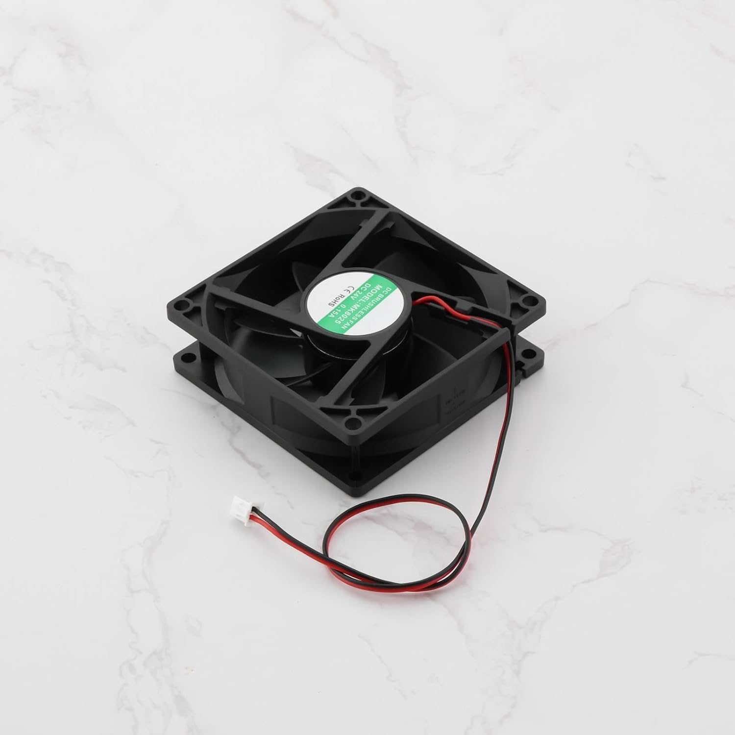 Be in Your Mind 1Pc 80Mm X 80Mm X 25Mm Brushless Cooling Fan DC 24V 0.15A Dual Ball Bearing Fan 2Pin Plastic 8025 7 Blades Cooling Fan Black image number 1