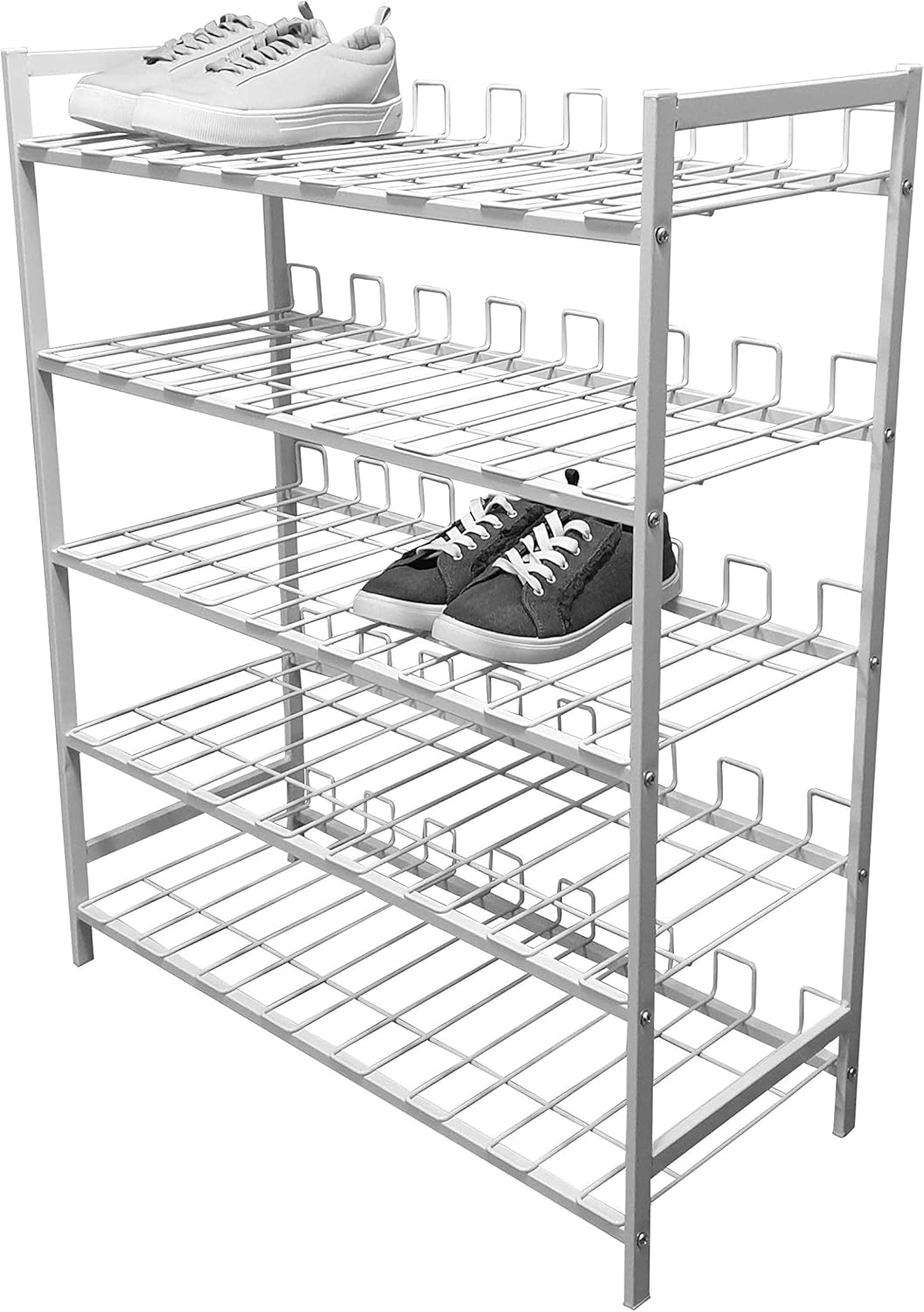 L.T. Williams 5 Tier Shoe Rack White Powder Coated Shoe Rack,White image number 1