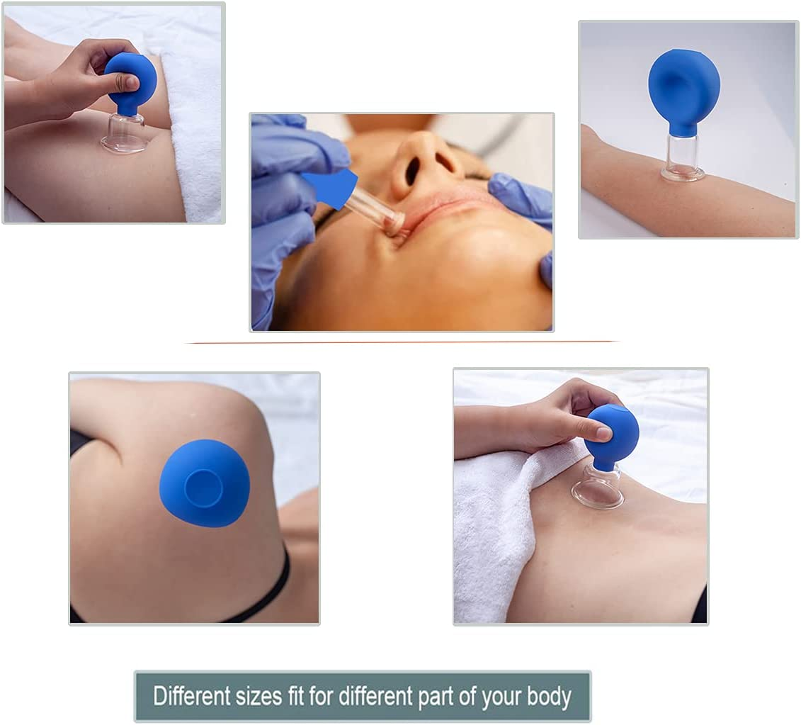 2 Pcs Facial Glass Cupping Set, Silicone Vacuum Suction Cupping Cups, Cupping Massage Therapy, Lymphatic Drainage Massage Cupping Tool Cups for Body and Facial Care image number 4