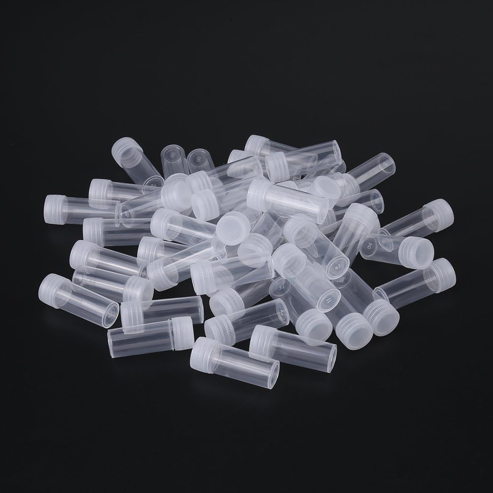 50 Pcs 5Ml Volume Plastic Sample Bottles Small Storage Container Test Tube Vial Storage Container image number 3