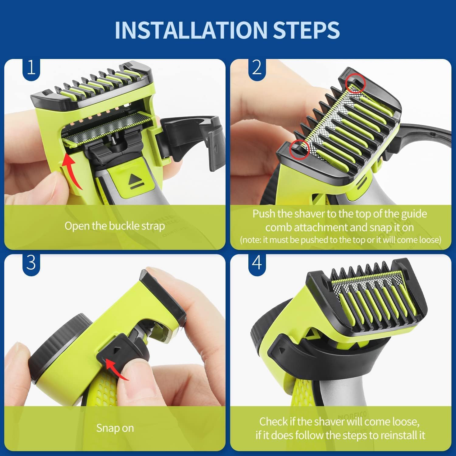 Guard Comb for Philips One Blade, Adjustable 14-In-1 Precision Comb with Body Guard, Skin Protector, Attachments for Shaving, Grooming, with 14 Length-Settings,Compatible with QP210/50 220 2523 2520