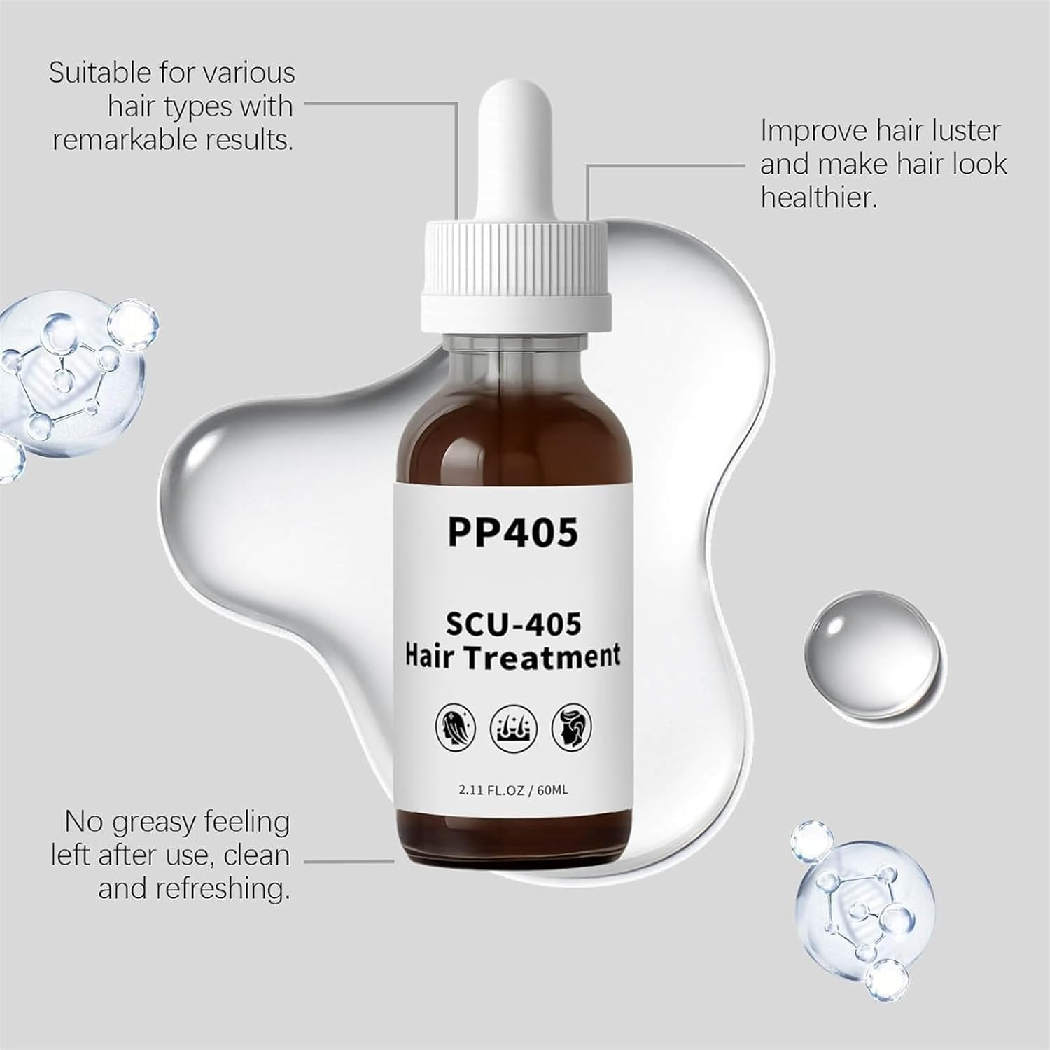 PP405 Hair Treatment, SCU-405 Hair Growth Oil, Anti-Hair Loss Serum, Scalp Nourishing Oil, Damage Repair, Loss Prevention, Quickly Absorbed & Non-Greasy (3Pcs)