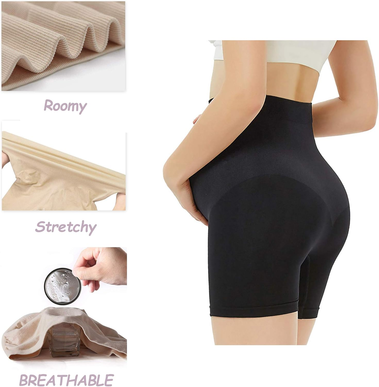 Womens Seamless Maternity Shapewear High Waist Mid-Thigh Pettipant Pregnancy Underwear for Belly Support image number 3
