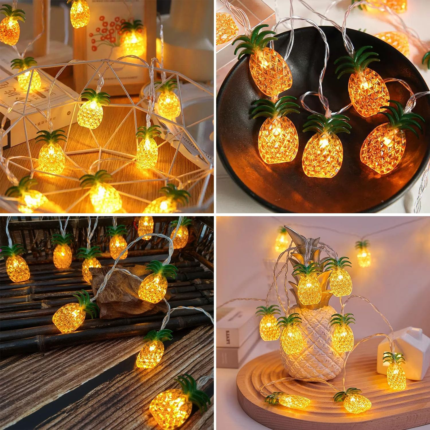 Foanlerck Battery Operated String Lights 3 Metres 20 Leds Pineapple Decoration for Indoor Outdoor Garden Party Summer Balcony Birthday Gift image number 2