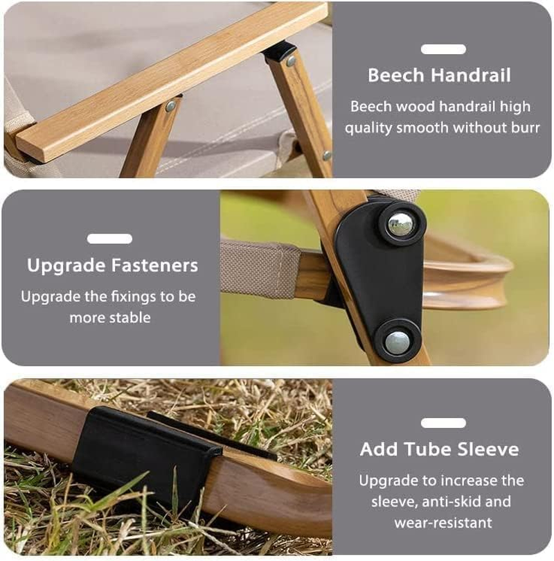 Fohouse Folding Camping Chair, Portable Camping Chair, Lightweight Camping Backpacking Chair, Outdoor Beach Chair for Camping Hiking Garden Travel Beach Picnic BBQ Outdoor (Beige, Large) - Beige image number 4