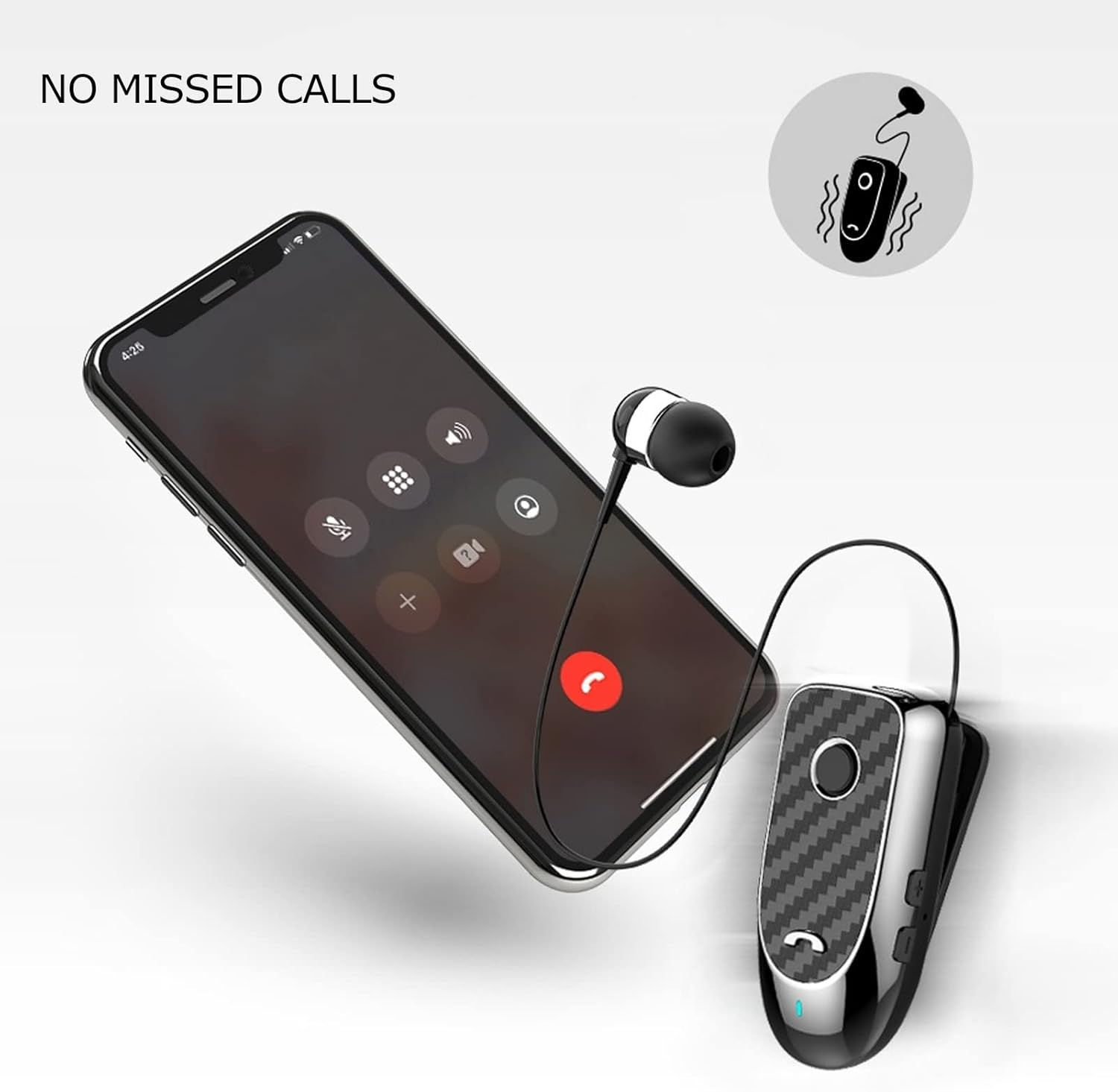 Bewinner Bluetooth Headphones, Wireless Neckband Headset with Retractable Earbuds, Multifunctional Vibration Caller ID Clip, Wireless Sports Headphones for Sports image number 2