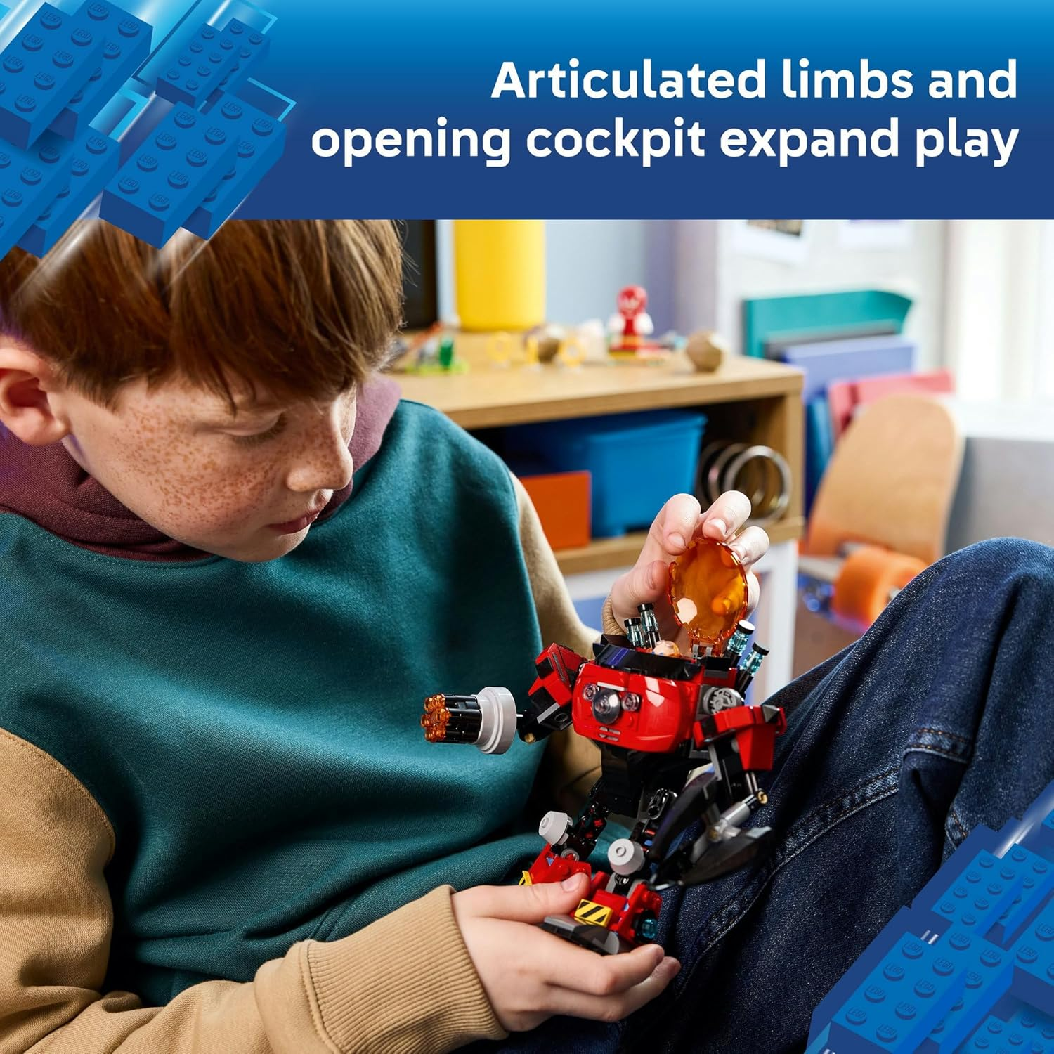 LEGO&reg; Sonic the Hedgehog&trade; Knuckles Vs. Dr. Eggman Egg Crusher Mech Toy 77005 Interactive Set for Kids, Fun Toy for Gamers, Boys, Girls and Fans Aged 8 Years and over Who Love Gaming Merch image number 5