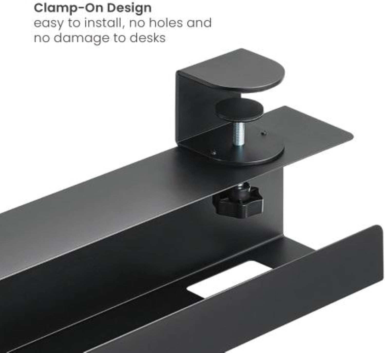 Brateck Clamp-On under Desk Cable Tray, Black image number 2