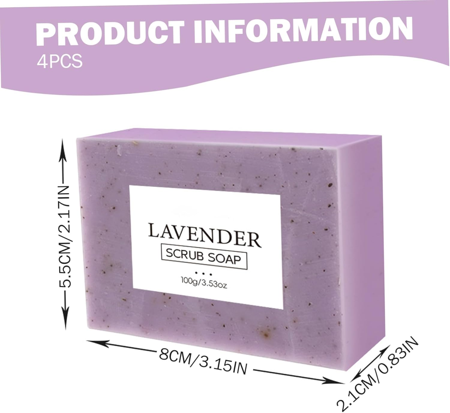 4Pcs Lavender Soap, 100G Nourishing Moisturizing Lavender Soap Bars Natural Ingredients Multi-Purpose Bath Shower Supplies for All Skin Bar