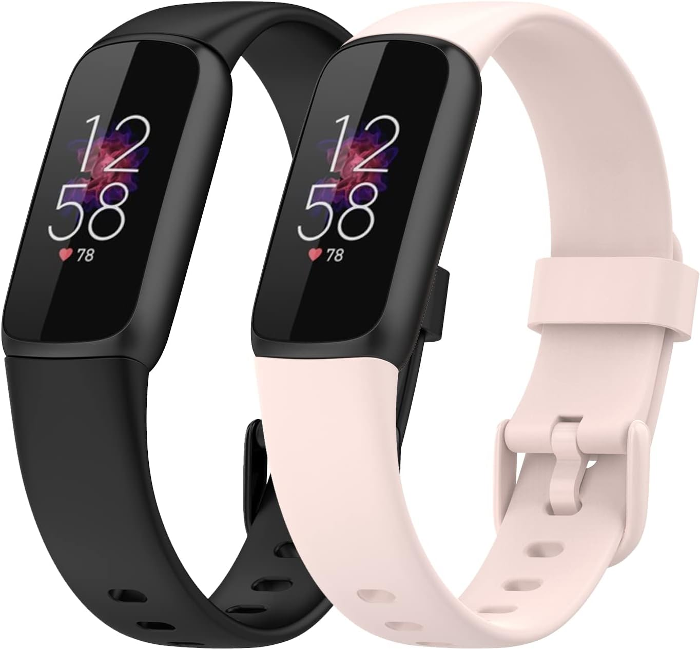 [2 Pack] Haotop Adjustable Silicone Sport Replacement Wristbands Straps Compatible with Fitbit Luxe