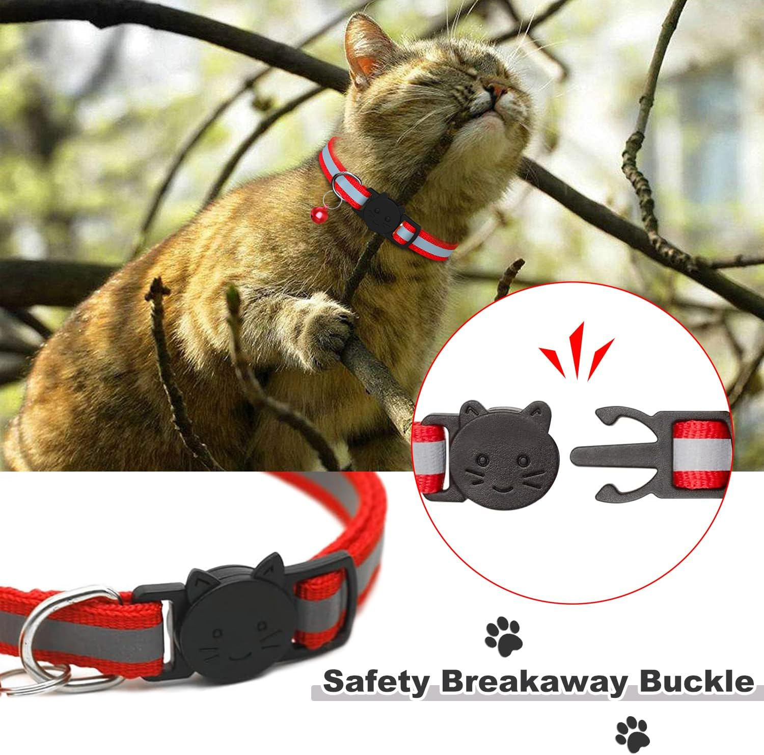 Kitolee Airtag Cat Collar Reflective with Bell (4 Colours, 2 Apple Airtag Holders and 2 ID Tags) image number 4