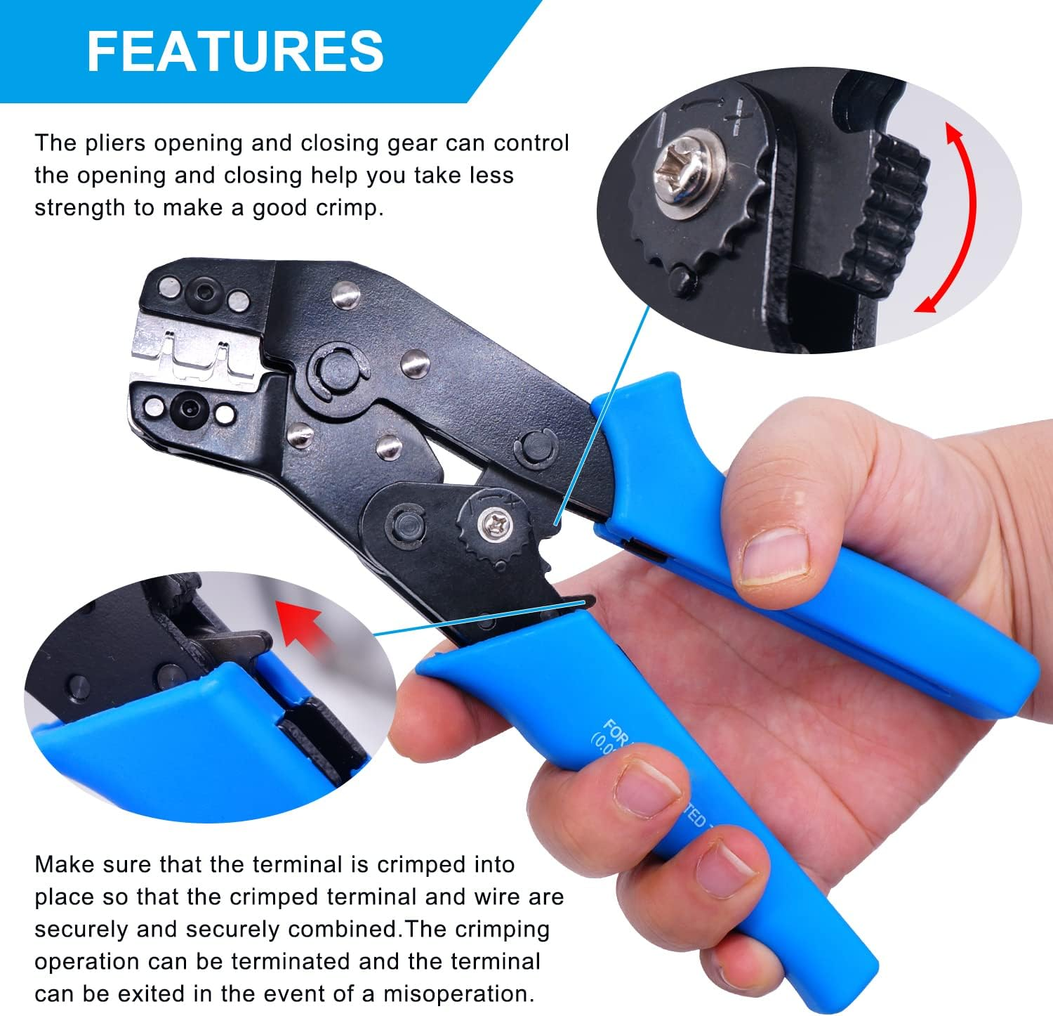 Taiss JST Crimping Tool,Dupont Crimping Tool,Jst Crimping Tool Set,Dupont Crimper,Ratcheting Wire Crimper for JST Connector XH 2.54Mm,Ph2.0,D-Sub Terminals,(0.08-0.5Mm&sup2; 28-20AWG) image number 4