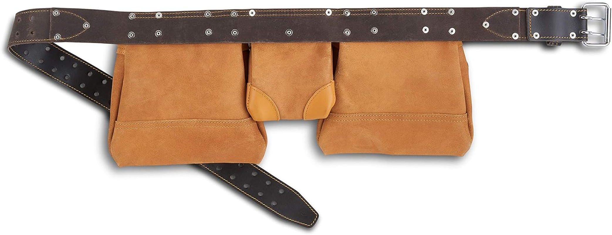 AWP Classic Construction Leather Tool Apron | Durable Top Grain Leather Work Belt with 11 Tool Storage Pockets | Fits up to 50" Waist Size image number 4