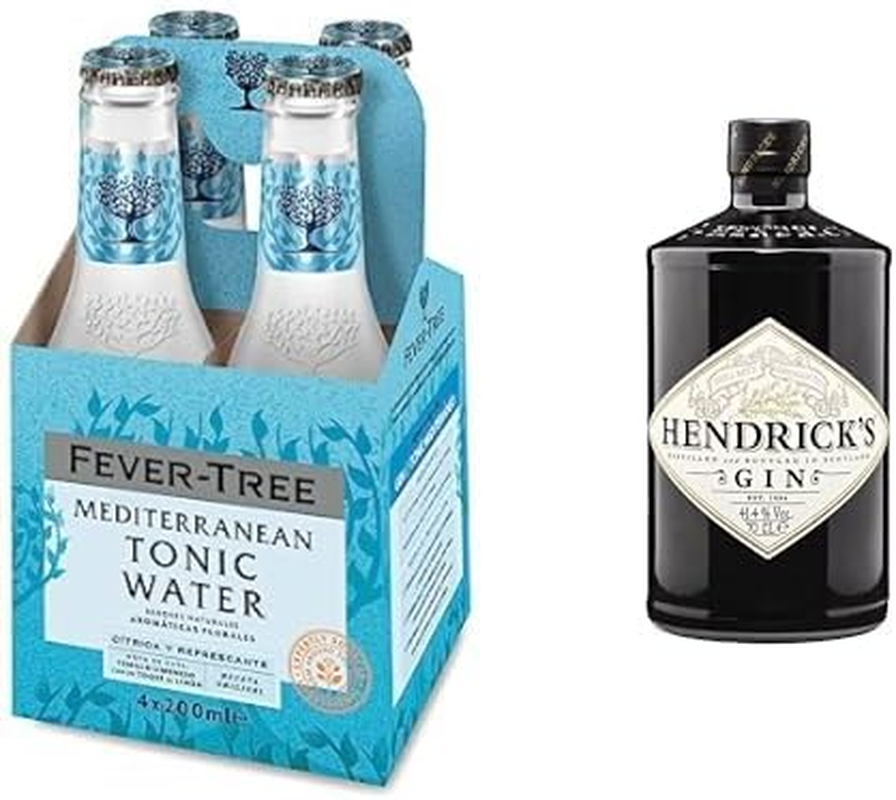 Hendrick'S Original Gin 700Ml & Fever-Tree Mediterranean Tonic Water 200Ml (Pack of 24 Glass Bottles)