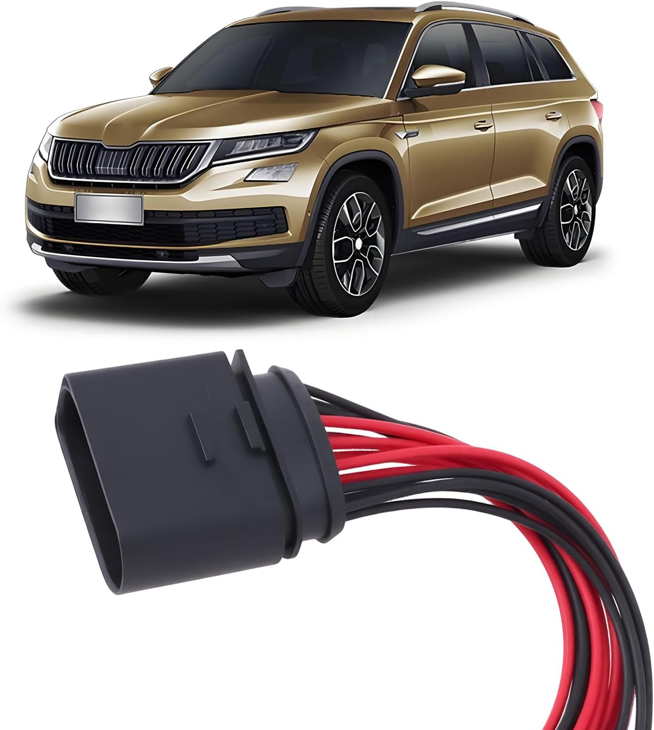 Ecsing 14Pin Headlight Connector Plug Harness 3C0973837 Compatible with Audi Compatible with VW image number 1