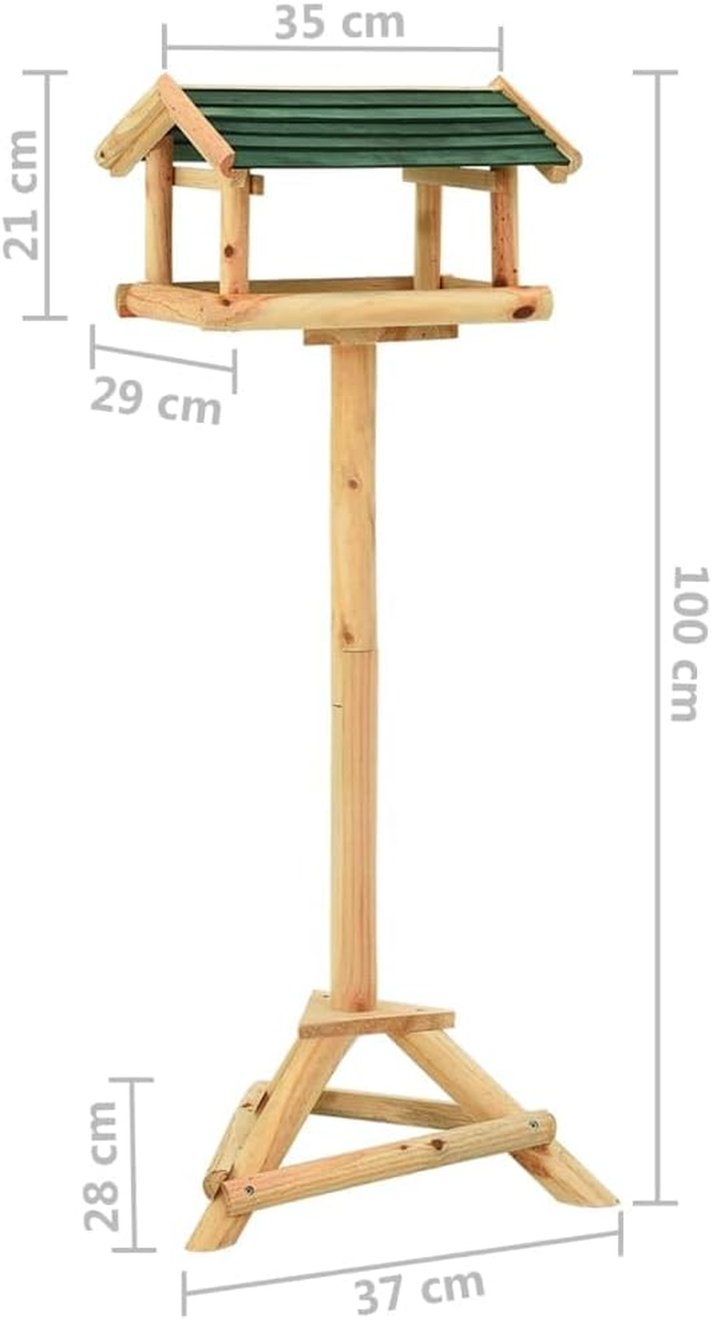Bird Feeder with Stand 37X28X100 Cm Solid Fir Wood Outdoor Garden Decor image number 3