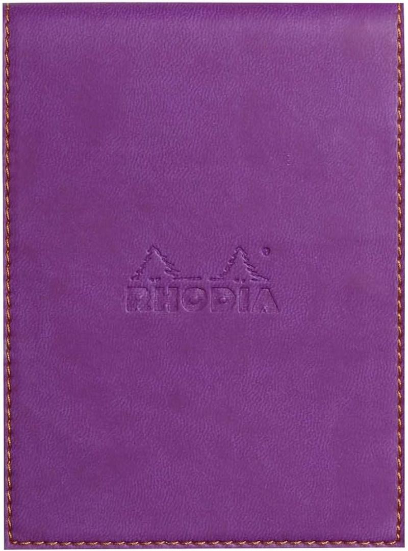 RHODIA 128213C - Clipboard Case + Stapled Notepad N&deg;12 Poppy - 8.5X12 Cm - Lined - 80 Detachable Sheets - 80G White Clairefontaine Paper - Pencil Holder - Faux Leather - Rhodiarama Collection