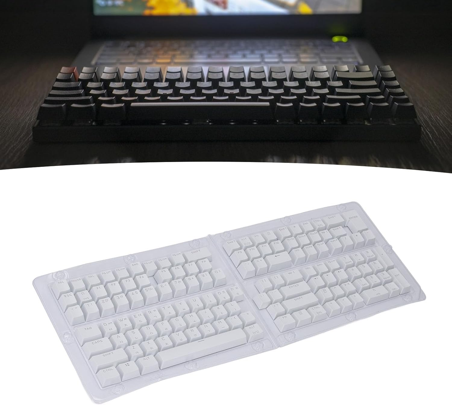 132 Keys Korean Keycaps, Custom Keycaps, OEM Height Keycap Replacement Japanese Korean Keycap Set for 61 62 64 68 72 75 84 87 88 98 100 104 108 Mechanical Keyboard (White)