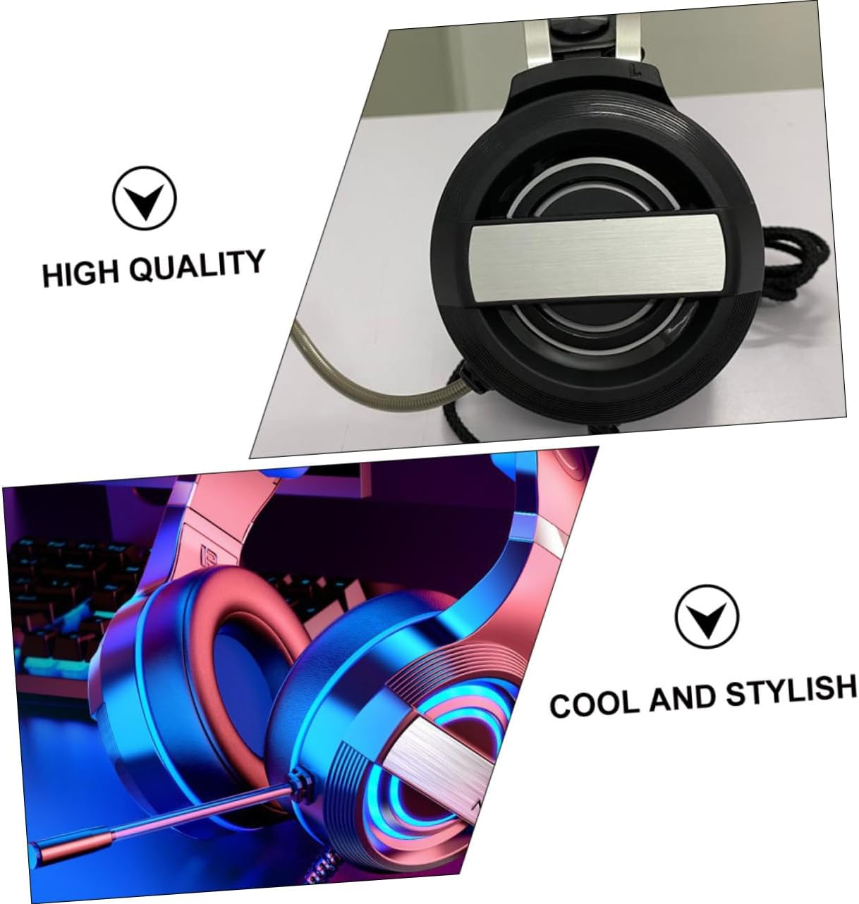 TEHAUX Wired Gaming Headphone USB Computer Headset Microphone Black Standard Edition for Desktop Pc, Over-Ear Game Headset Light for Online Multiplayer image number 3