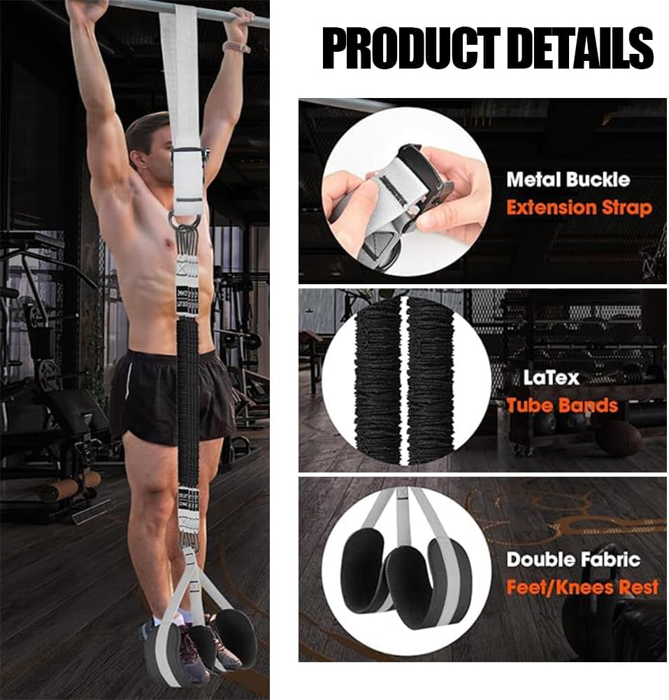 SHENMAIDAY Pull-Up Assist Straps Set 225Lbs, 3 Pull-Up Assist Straps Adjustable with Fabric Foot/Knee Support, Heavy Duty Anti-Break Pull-Up Assist Straps for Body Extension Strength Training image number 3