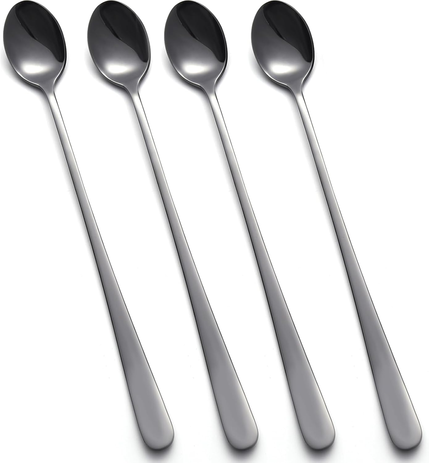 Tiokin Long Handle Spoons, 223Mm Teaspoons with Long Handle, Stainless Steel Stirring Spoons Set of 2, Mixing Ice Cream Spoon, Ideal for Iced Coffee Tea Milk Shake Sundeas Cool Drinking
