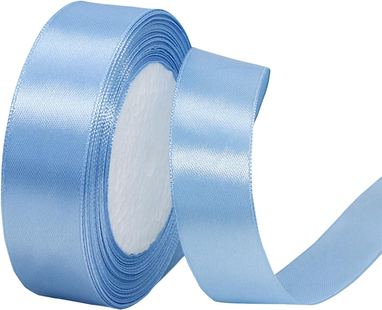 1 Inch X 25Yds Double Face Satin Ribbon, Thin Solid Color Satin Ribbon for Gift Wrapping, Crafts, Hair Bows Making, Floral Bouquets, Christmas，Wedding Party Decoration, Sewing, Invitation Cards. (Blue)