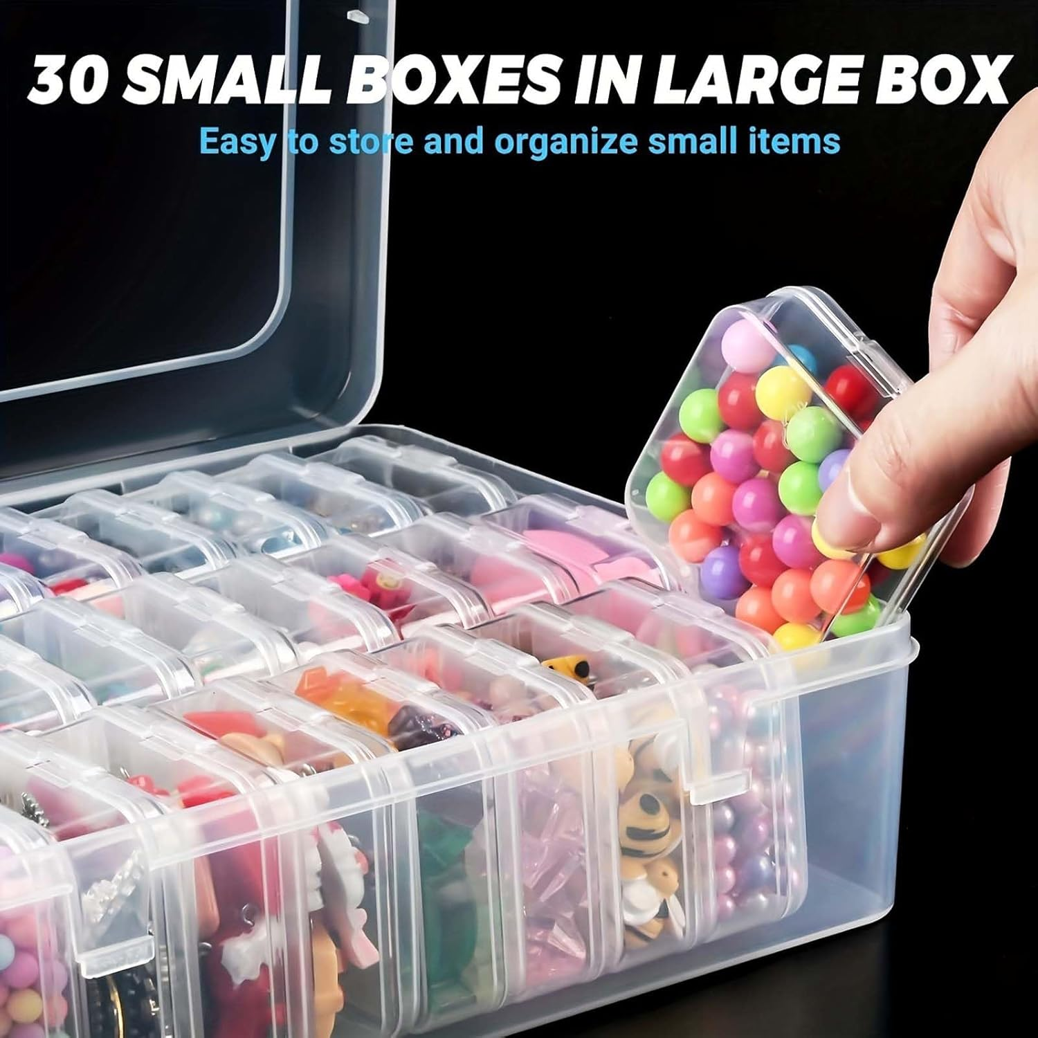 Plastic Sorting Box, Beads Storage Box, Sorting Boxes with Compartments, 30 PCS Clear Little Boxes with Lid, Diamond Art Boxes, Storage Box for Pearls, Pills, Jewelry, Earrings, Sequins, Craft Storage image number 4