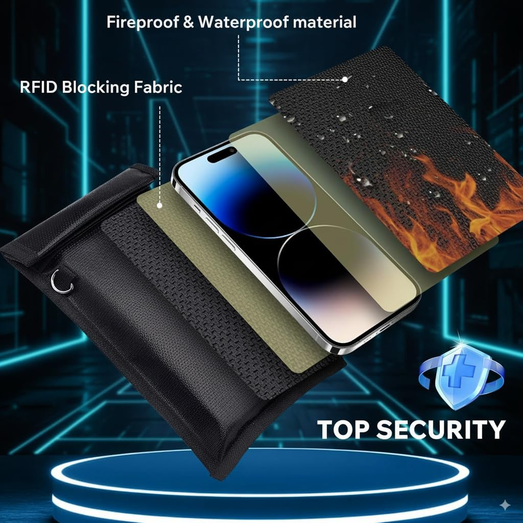 Faraday Bags for Phone & Car Key, Signal Blocking Pouch RFID Wifi GPS Shield, Privacy Protection Sleeve, Anti-Tracking Travel Case (Faraday Bag for Car Key and Phone) image number 4